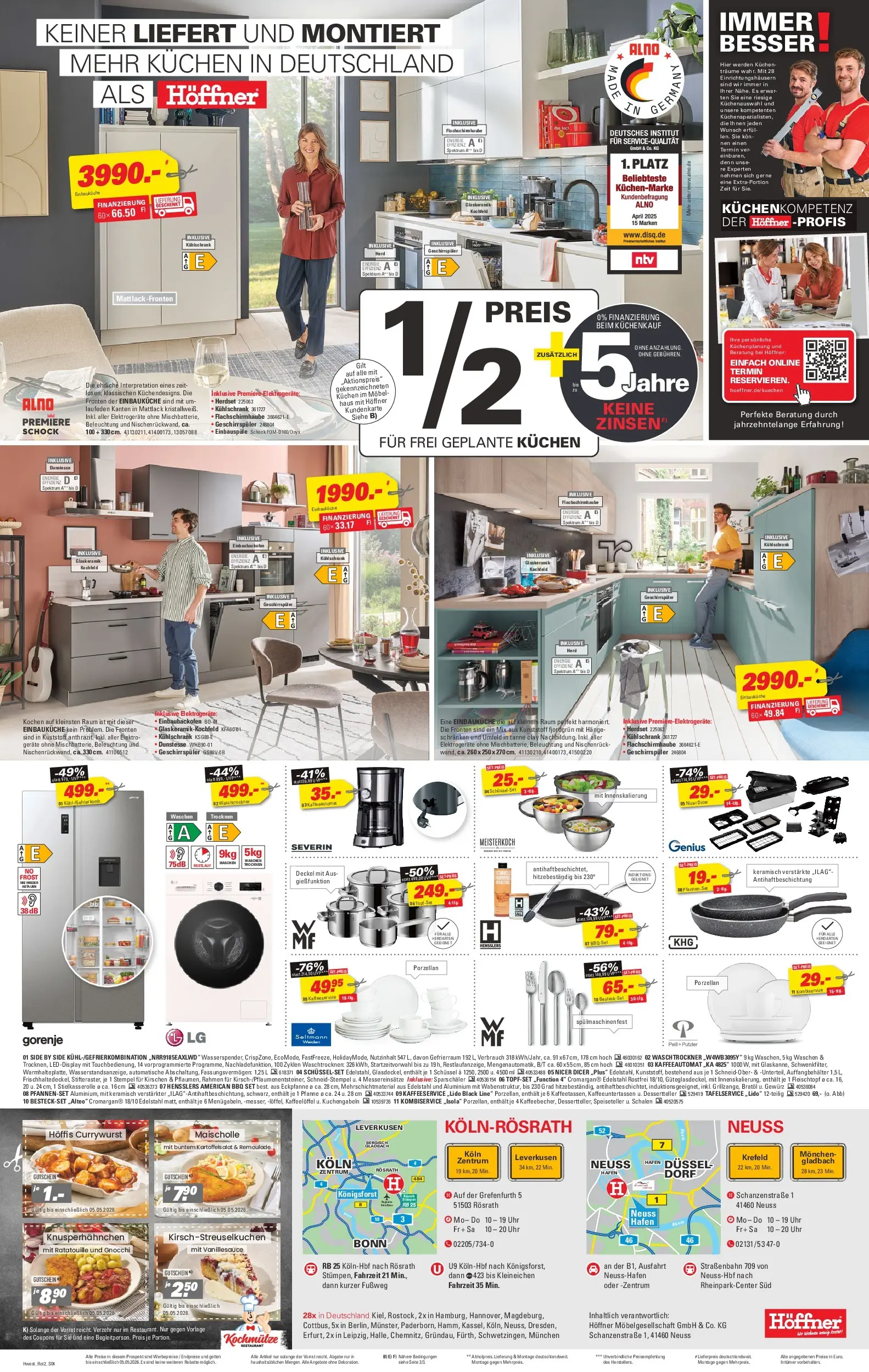 Höffner Prospekt Schönefeld	 (ab 31.03.2026) zum Blättern | Seite: 4 | Produkte: Einbauküche, Kühlschrank, Kuchen, Uhr