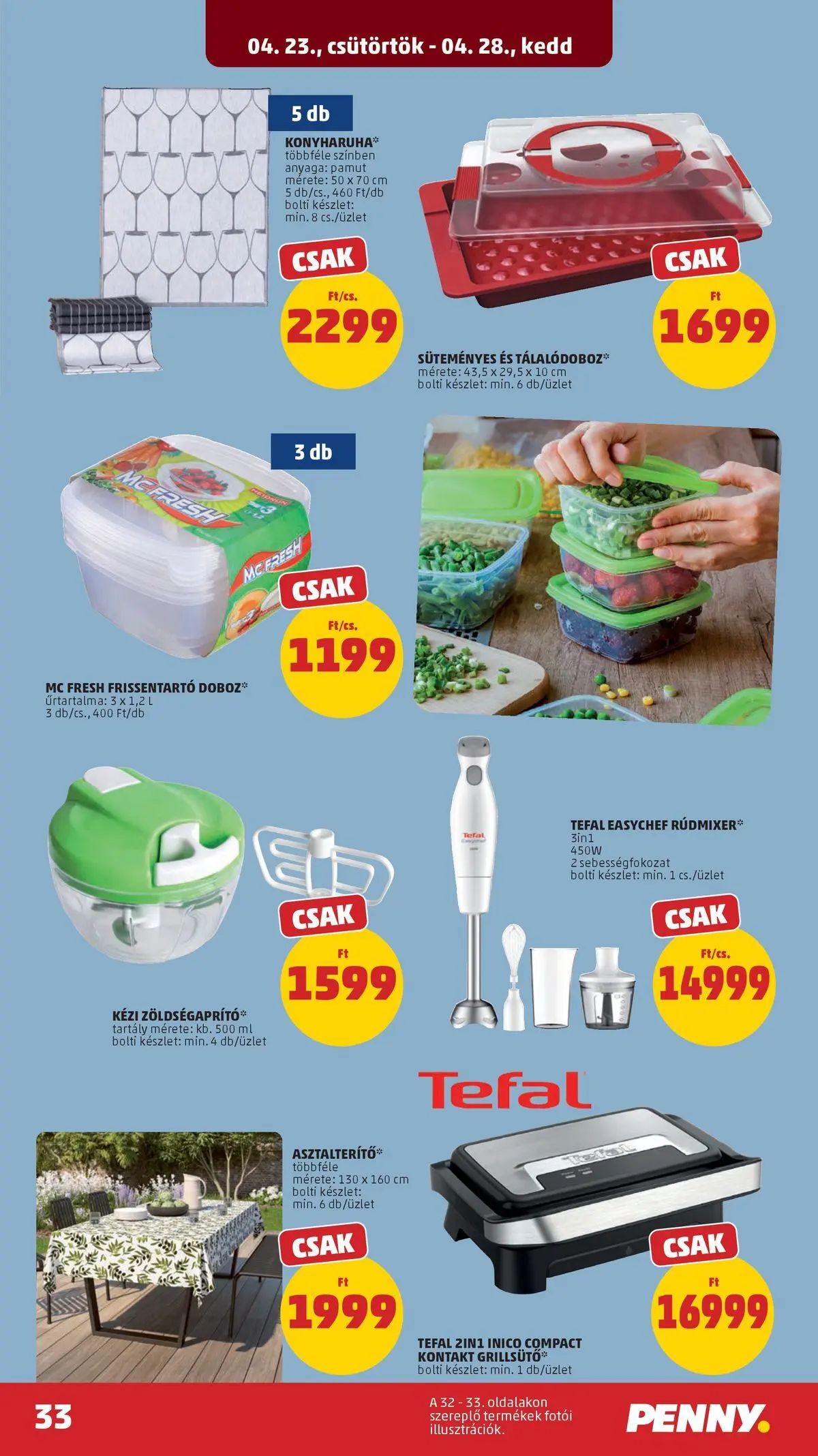Penny aktuális akciós újság: 2026.04.23.-tól lapozható | Oldal: 33 | Termékek: Tefal, Grill