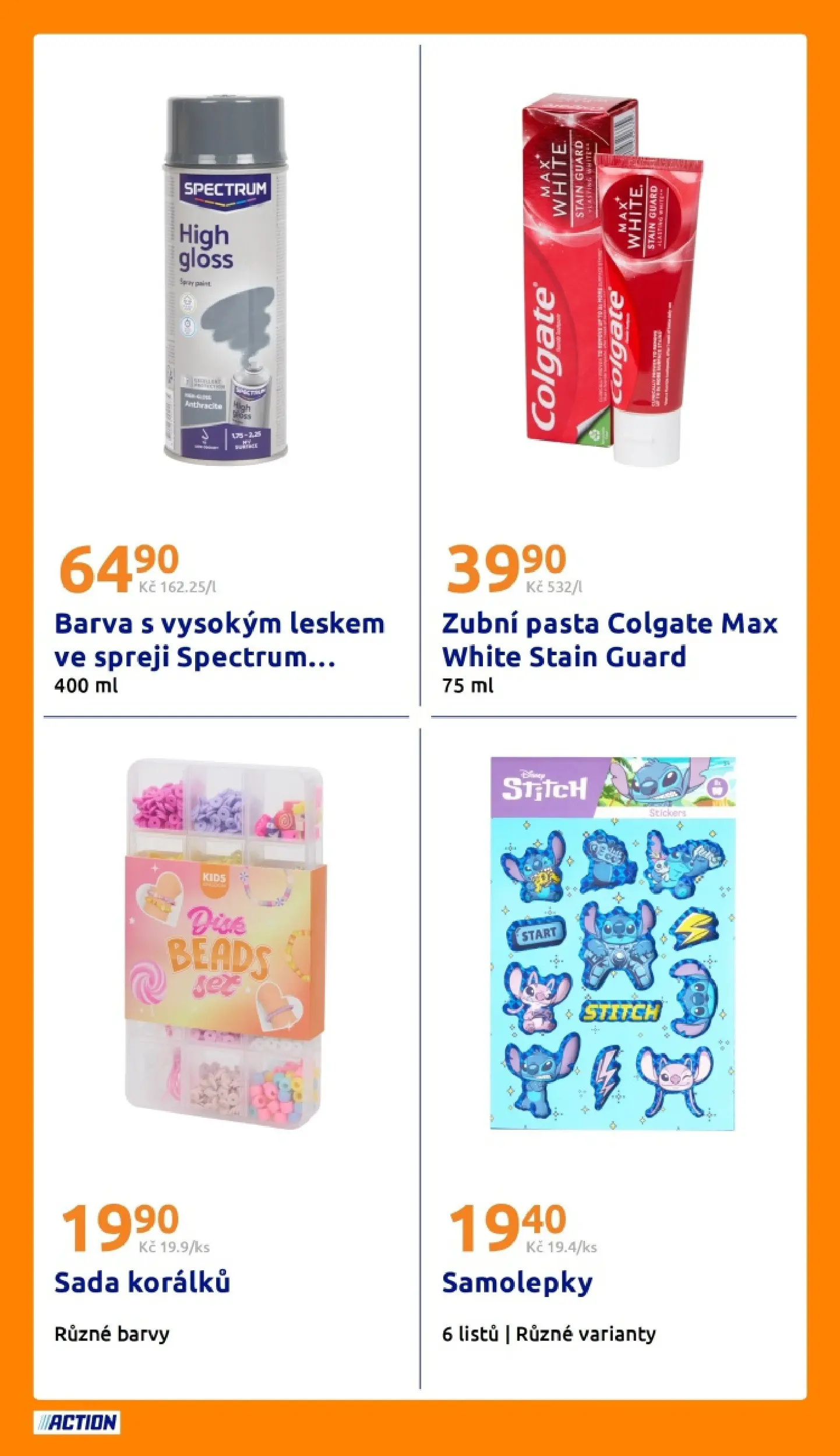 Action leták od 22.04.2026 - Akční leták online | Strana: 25 | Produkty: Zubní pasta, Samolepky, Barvy, Stitch