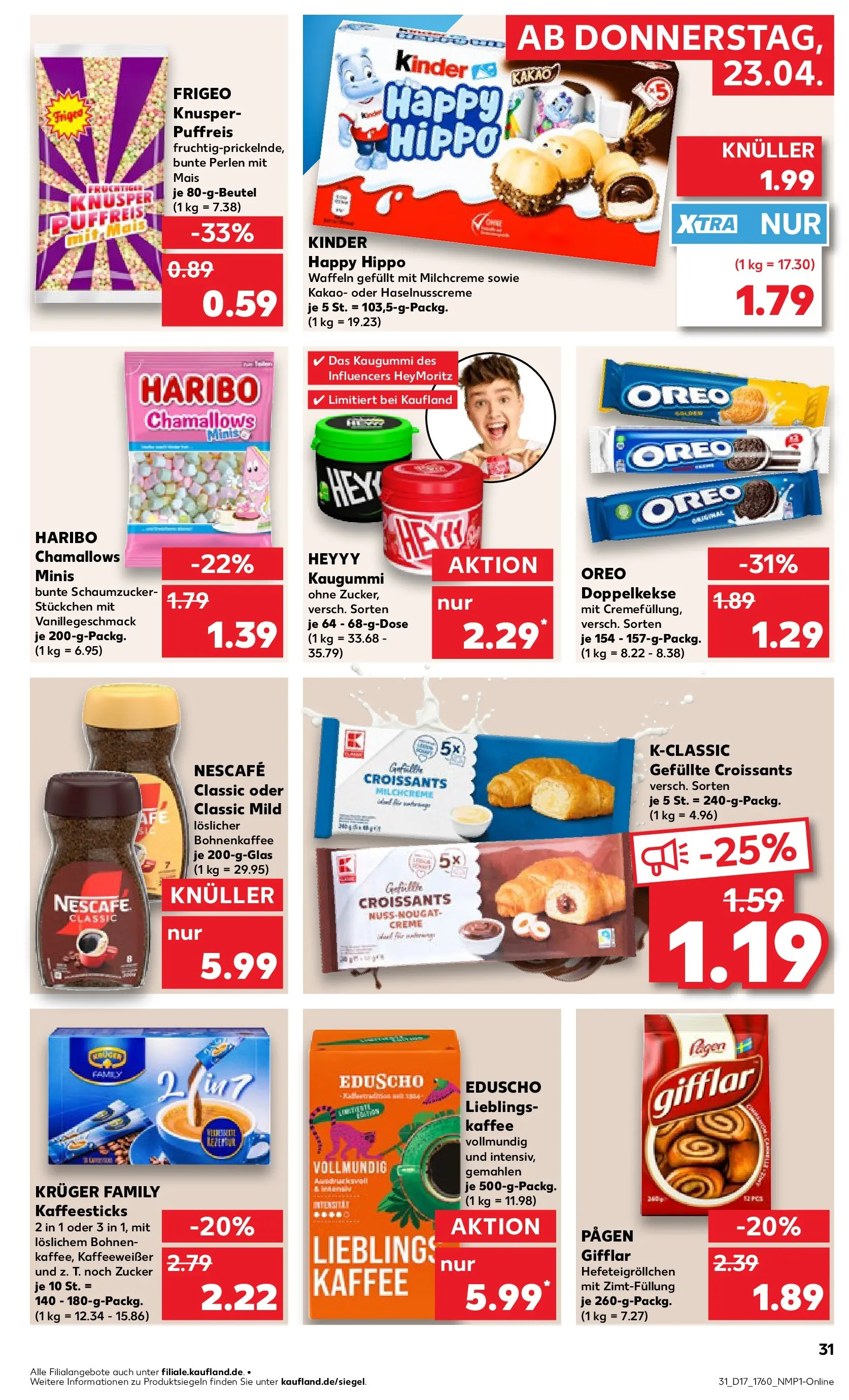Prospekt Kaufland ab 22.04.2026 » Angebote Online zum Blättern | Seite: 31 | Produkte: Nescafe, Creme, Waffeln, Eis