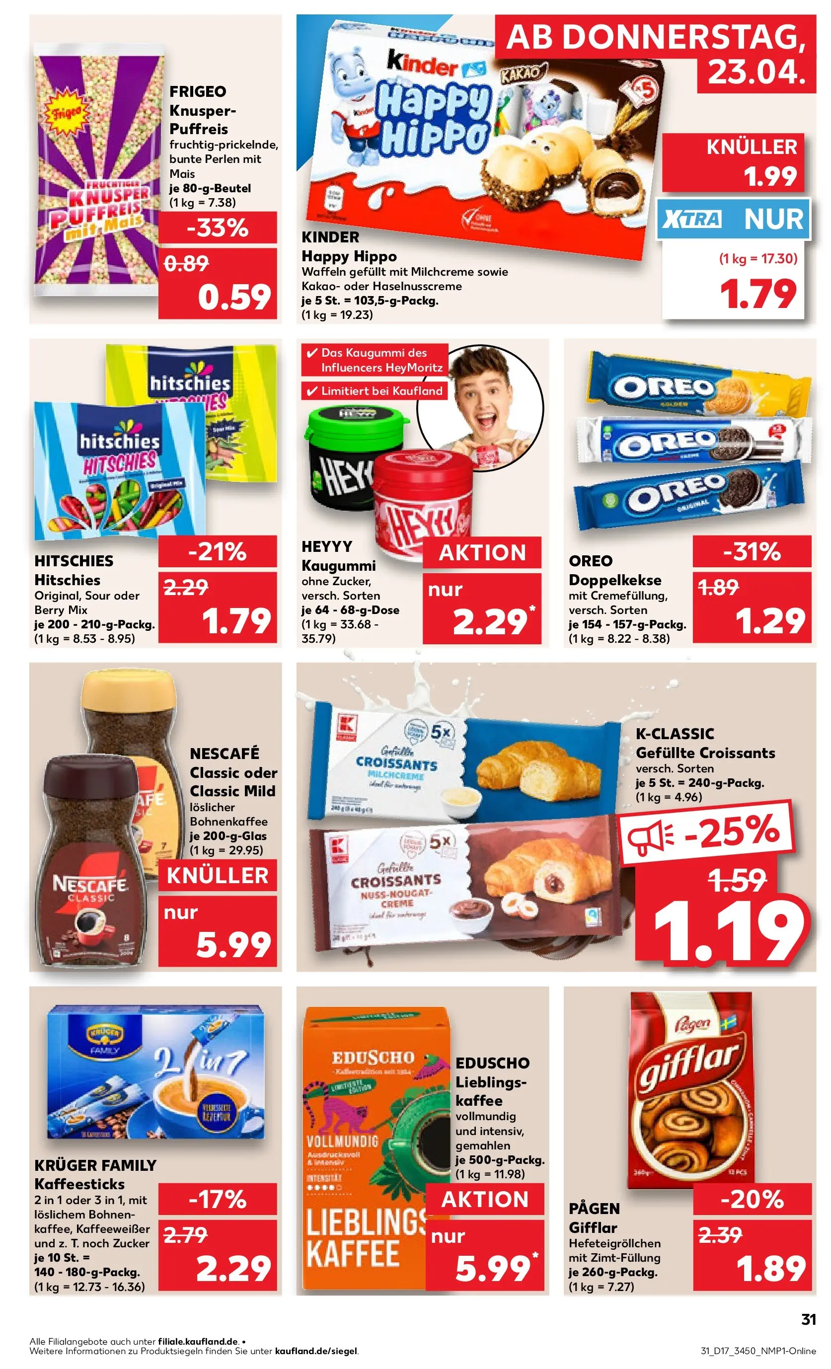 Prospekt Kaufland ab 23.04.2026 » Angebote Online zum Blättern | Seite: 31 | Produkte: Nescafe, Kaffee, Waffeln, Zucker