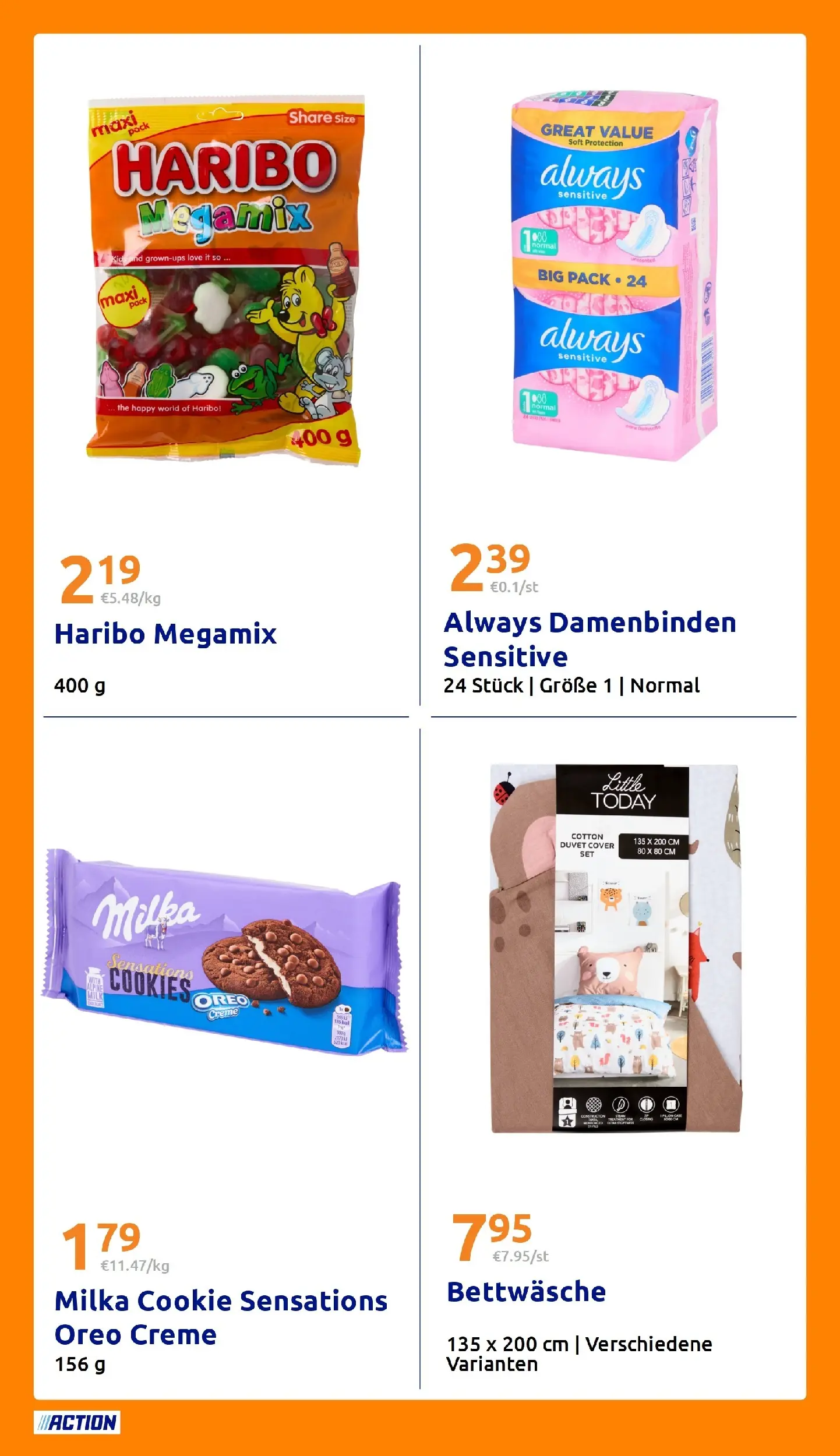 Action - Action: Kleine Preise, große Freude ab 21.04.2026 → Angebote nächste Woche | Seite: 25 | Produkte: Haribo, Bettwäsche, Milka, Creme