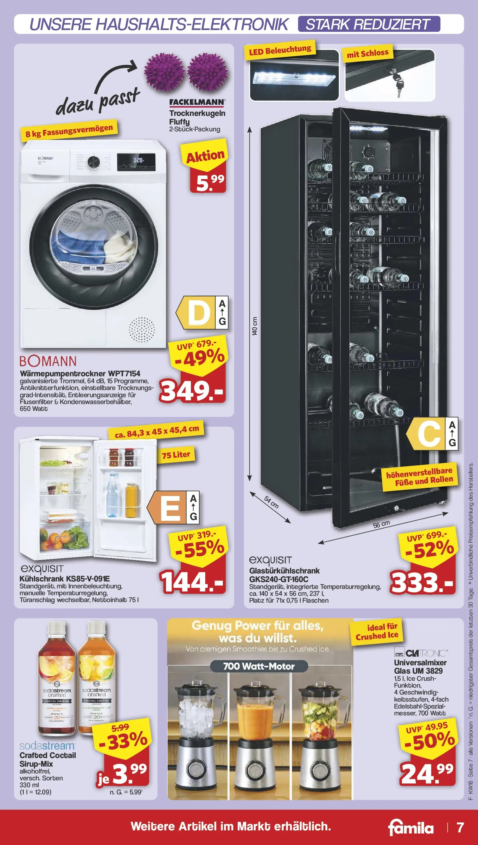 Famila Nordwest Einleger (ab 27.04.2026) zum Blättern | Seite: 7 | Produkte: Kühlschrank, Sodastream