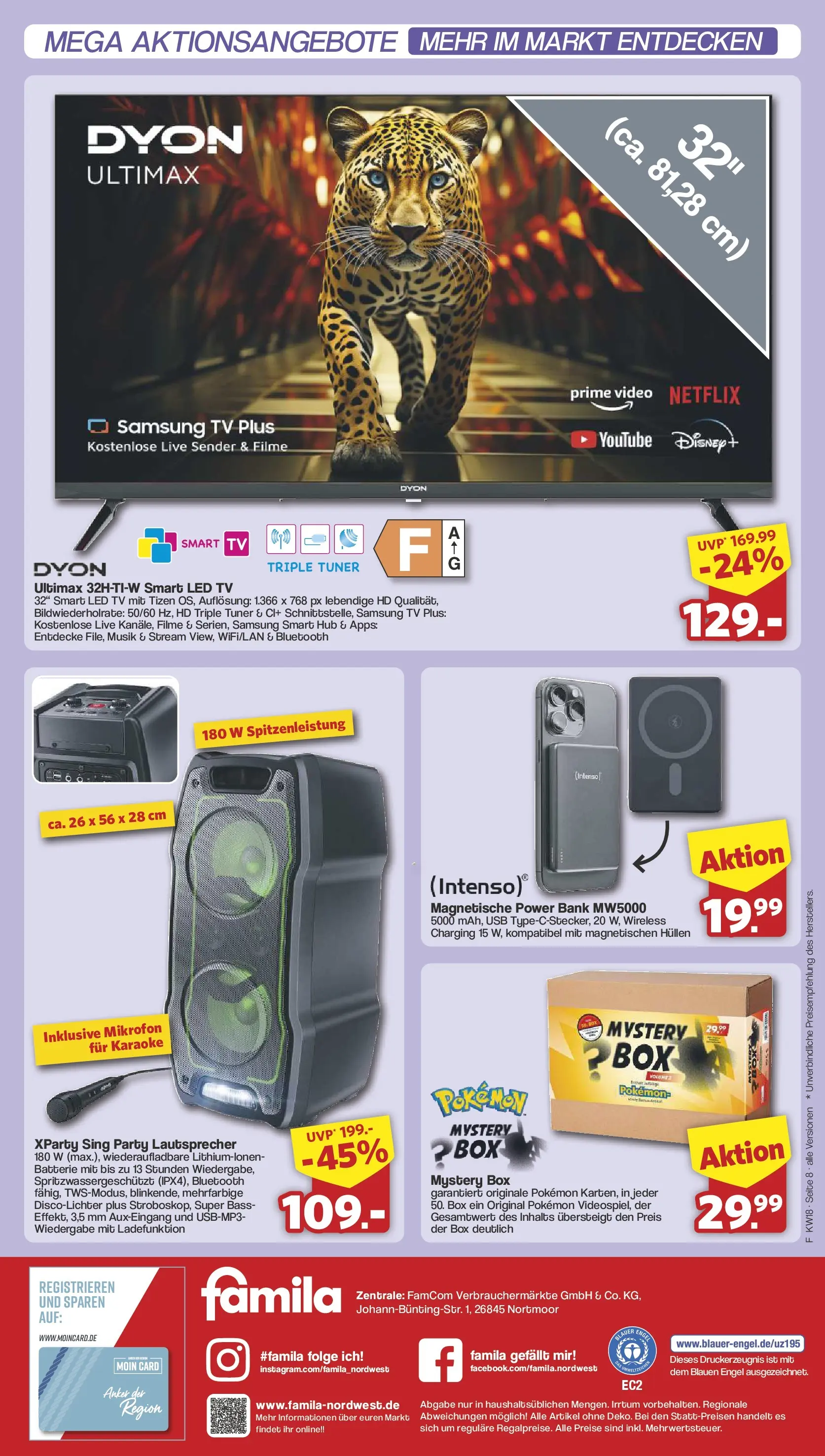 Famila Nordwest Einleger (ab 27.04.2026) zum Blättern | Seite: 8 | Produkte: Box, Samsung, TV, Video