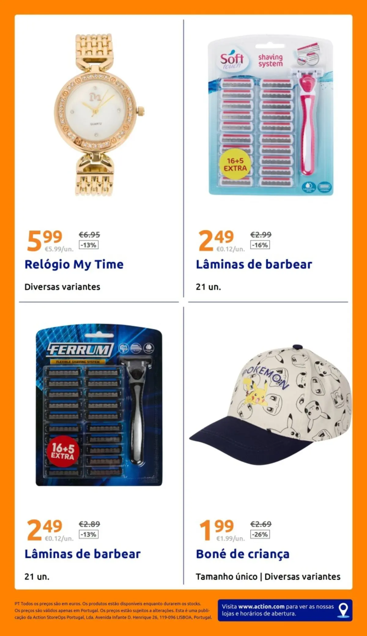 Action folheto » de 22/04/2026 - 28/04/2026 | Página: 20 | Produtos: Relógio, Boné, Lâminas de barbear