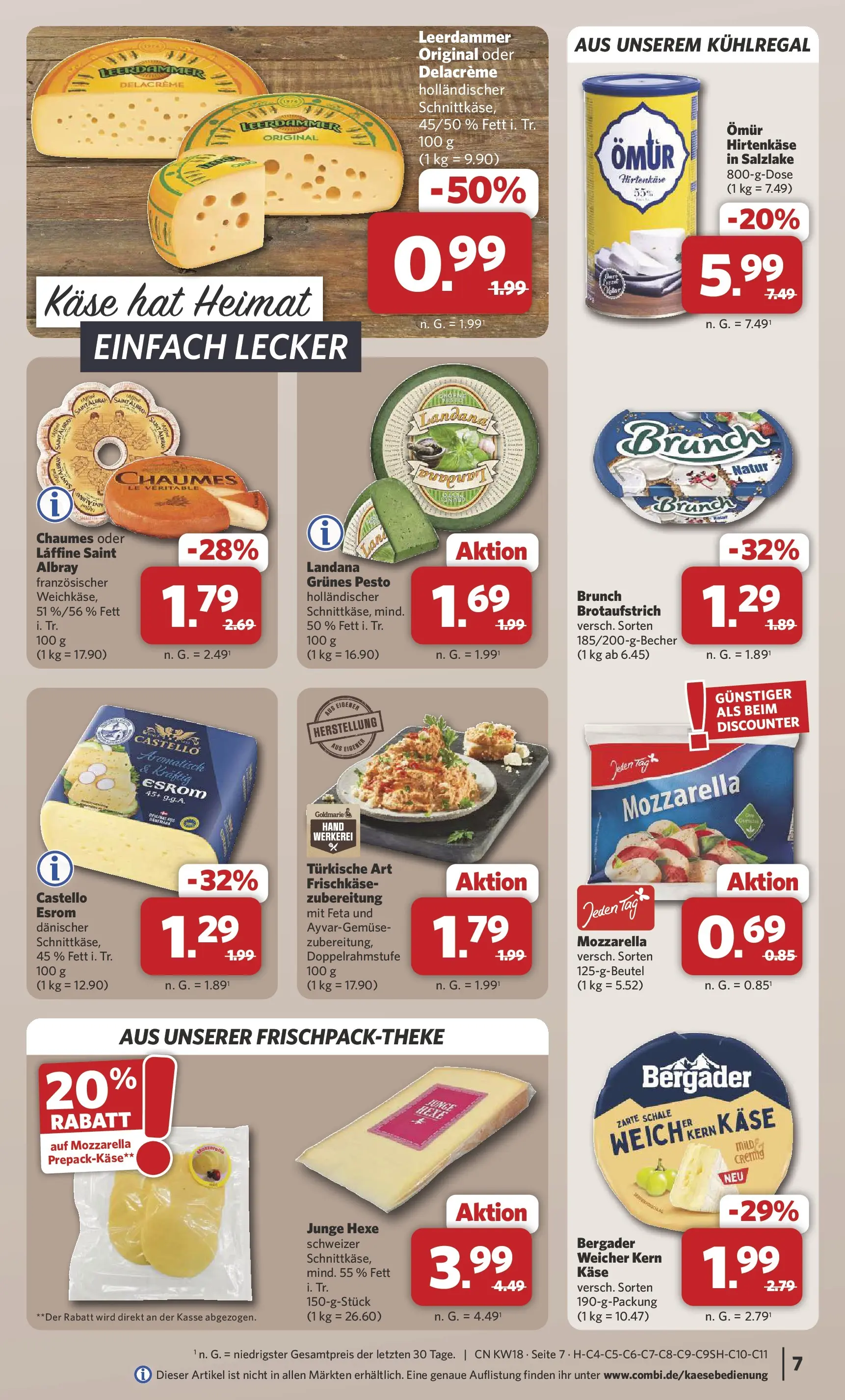 Combi Prospekt Hille  (ab 27.04.2026) zum Blättern | Seite: 7 | Produkte: Feta, Käse, Leerdammer, Frischkase