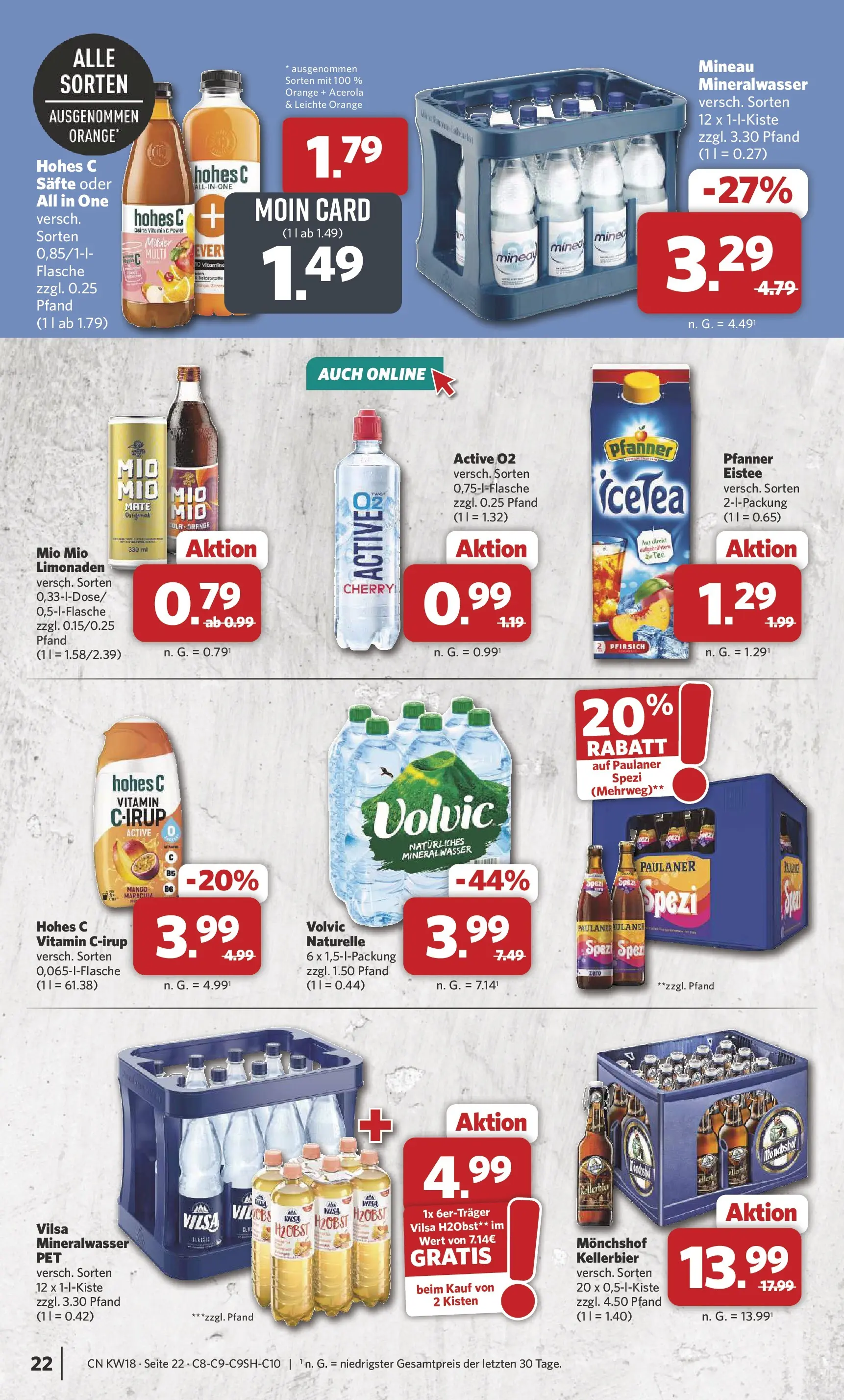 Combi Prospekt Hille  (ab 27.04.2026) zum Blättern | Seite: 22 | Produkte: Mineralwasser, Obst, Pfirsich, Paulaner