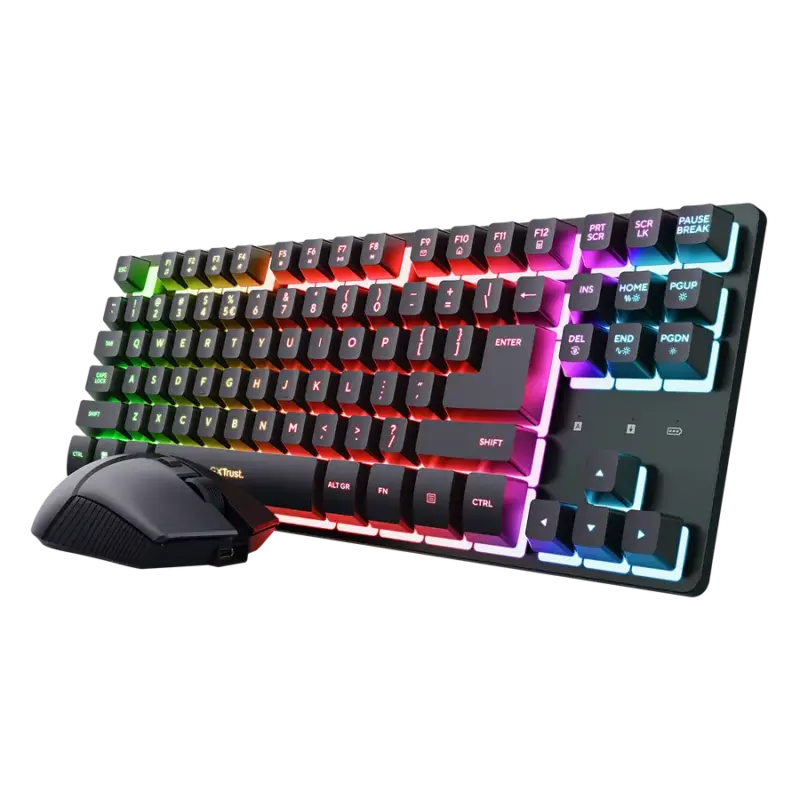 Клавиатура Trust GXT832 Thado Безжична + Мишка - Black US