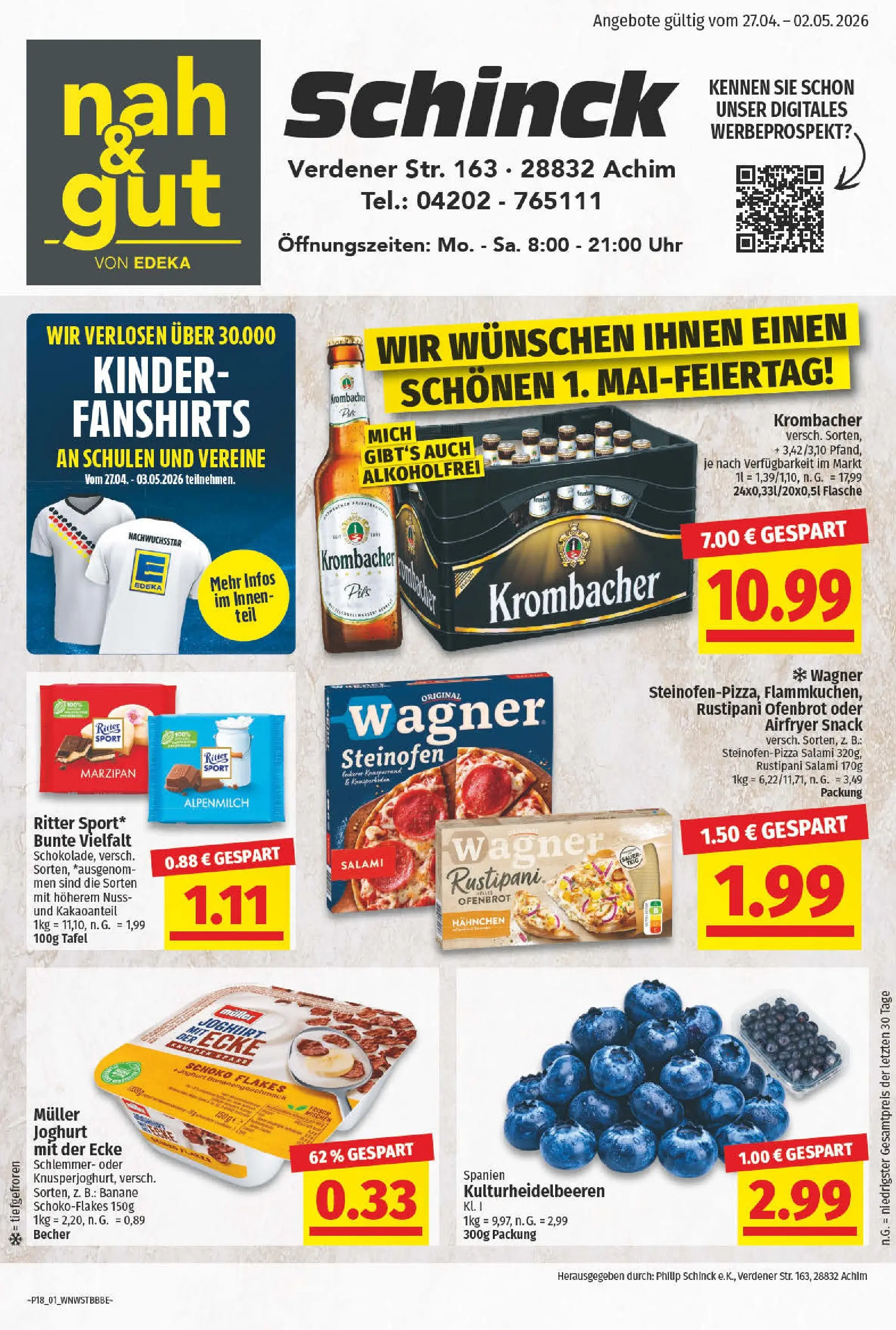 Angebote - Wochenangebote (ab 03.05.2026) zum Blättern | Seite: 1 | Produkte: Hahnchen, Pils, Salami, Uhr