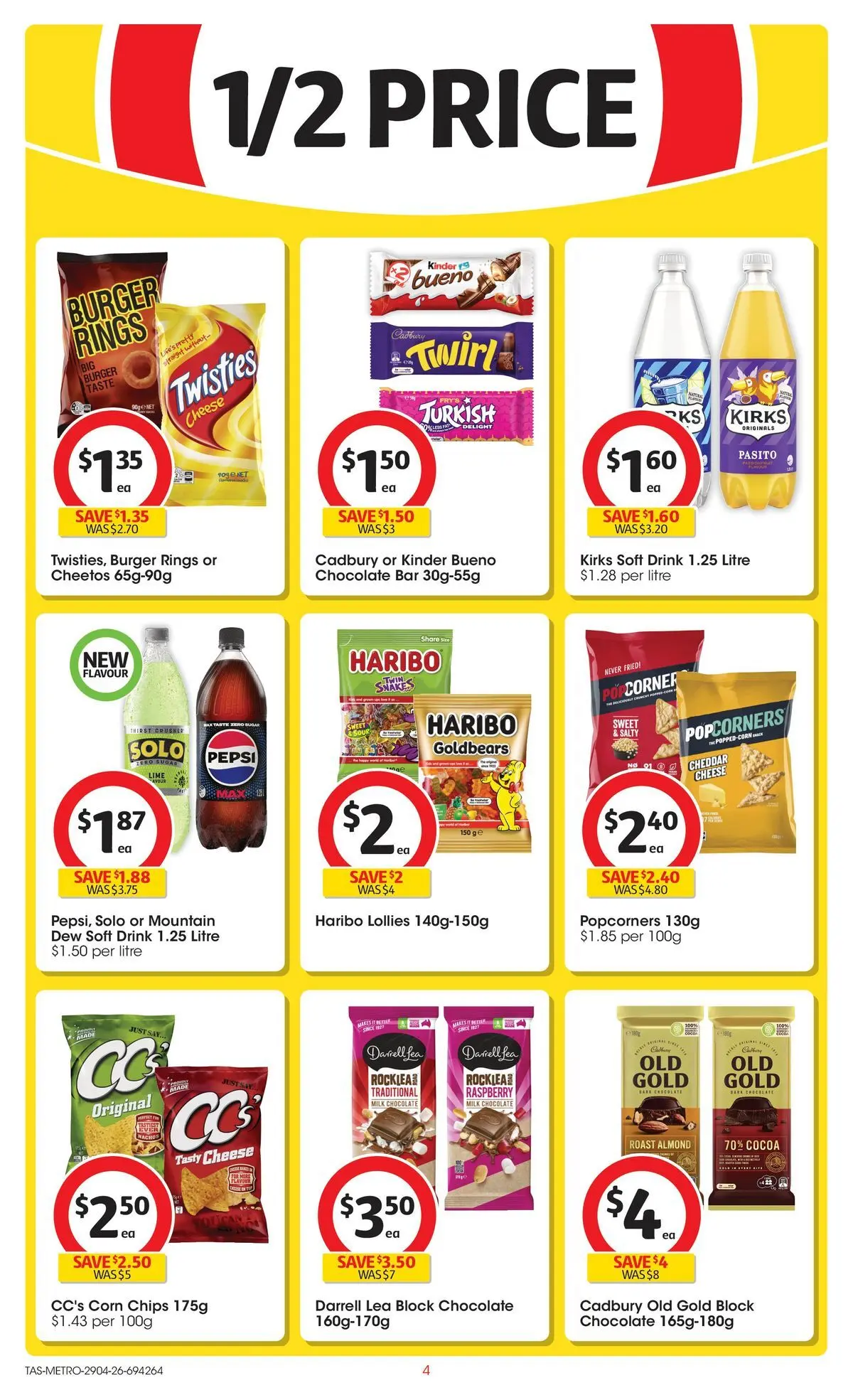 ﻿Coles catalogue valid from 28/04/2026 > Online Australia | Page: 4 | Products: Milk, Lollies, Chips, Sugar