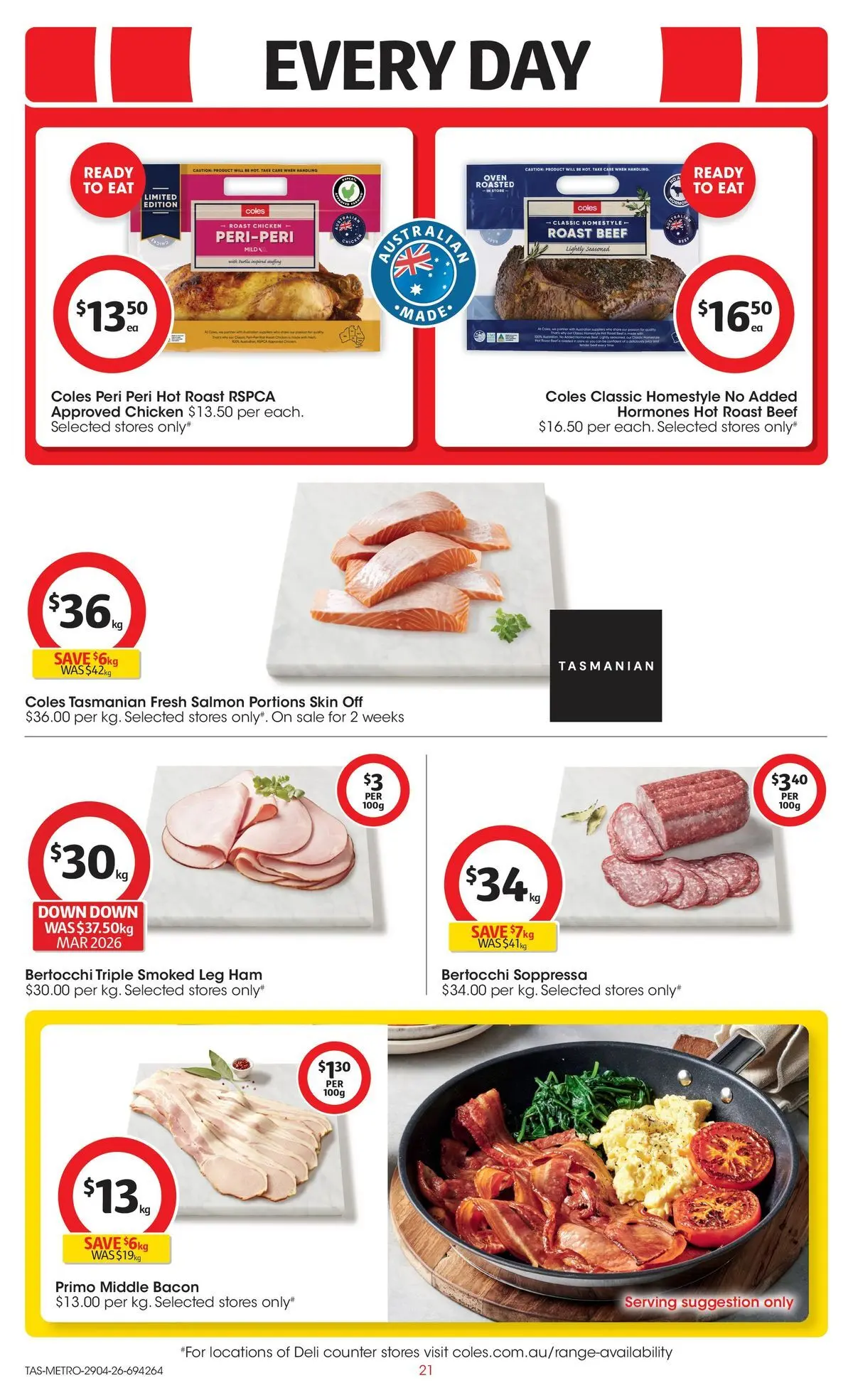 ﻿Coles catalogue valid from 28/04/2026 > Online Australia | Page: 21 | Products: Bacon, Beef, Salmon, Oven