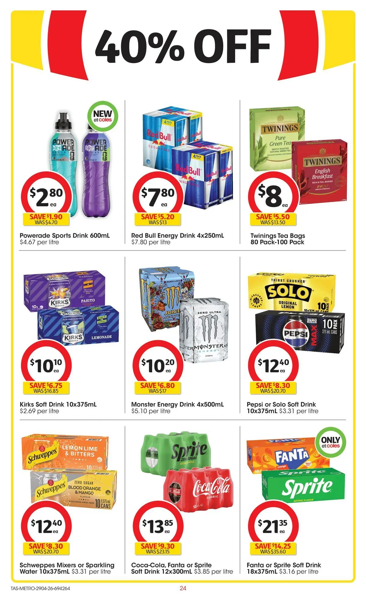 ﻿Coles catalogue valid from 28/04/2026 > Online Australia | Page: 24 | Products: Juice, Pepsi, Water, Lime