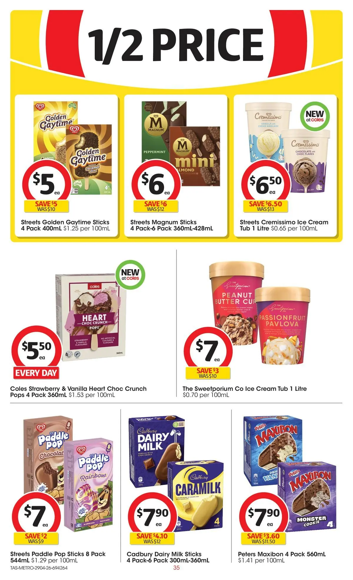 ﻿Coles catalogue valid from 28/04/2026 > Online Australia | Page: 35 | Products: Butter, Cream, Flakes, Pavlova