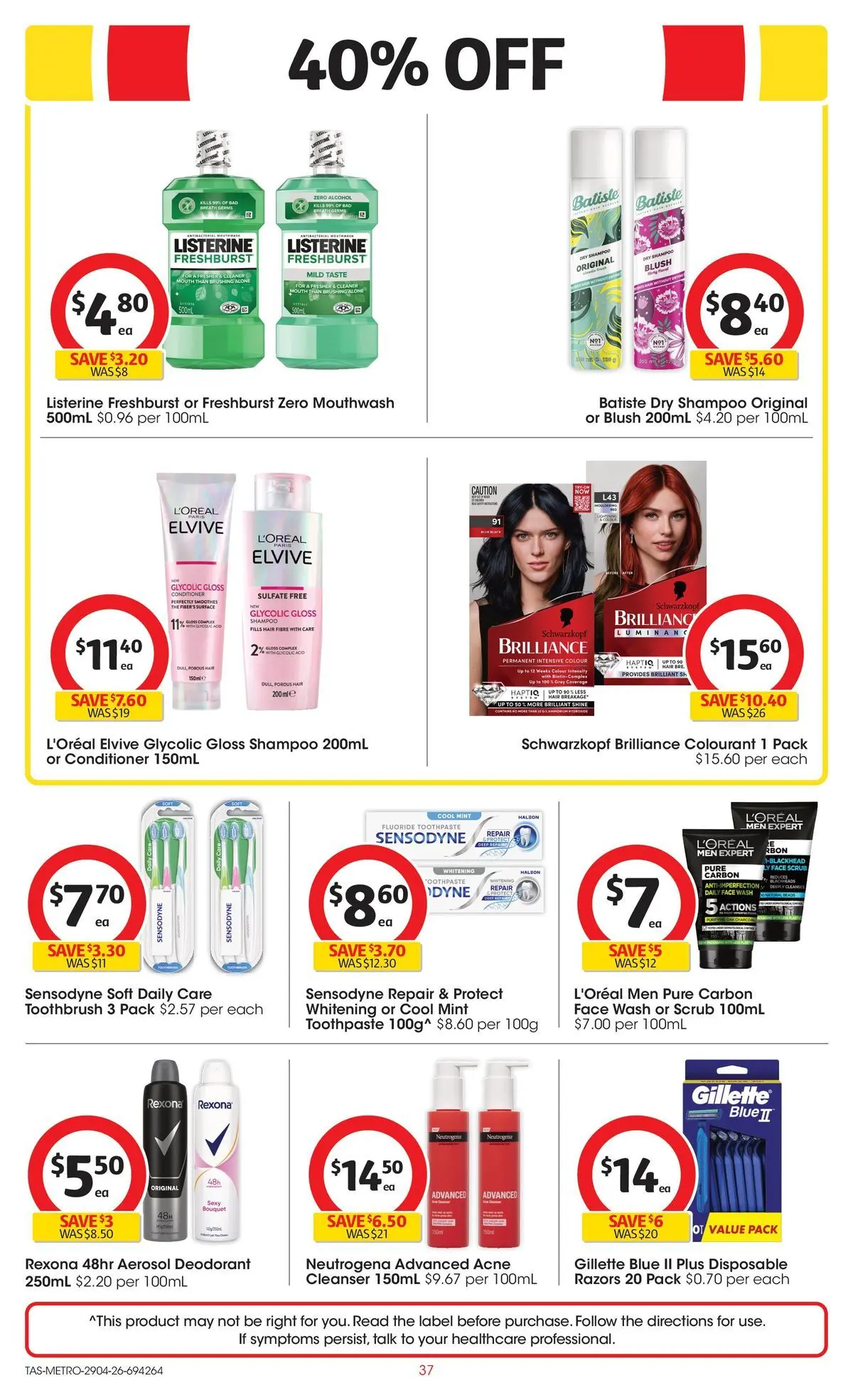 ﻿Coles catalogue valid from 28/04/2026 > Online Australia | Page: 37 | Products: Cleaner, Conditioner, Toothpaste, Razors