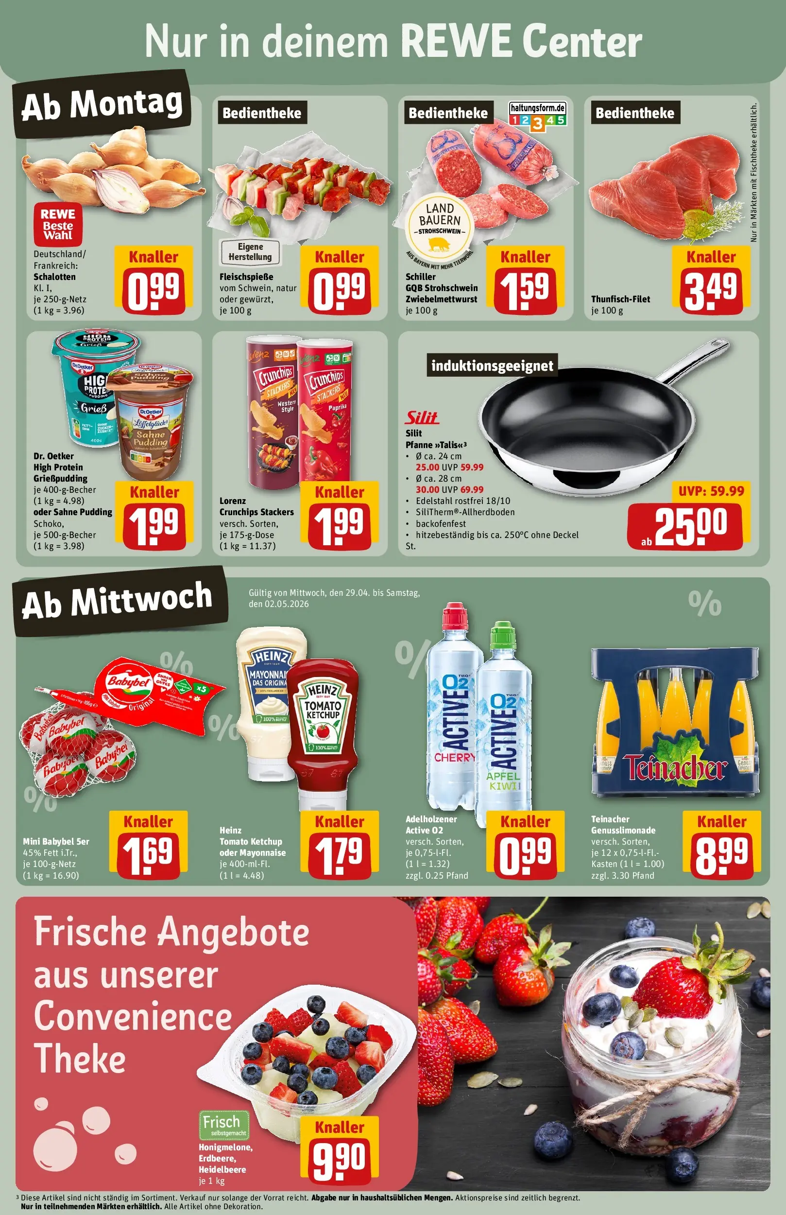 REWE Prospekt ab 27.04.2026 zum Blättern » Angebote | Seite: 3 | Produkte: Adelholzener, Babybel, Chips, Ketchup
