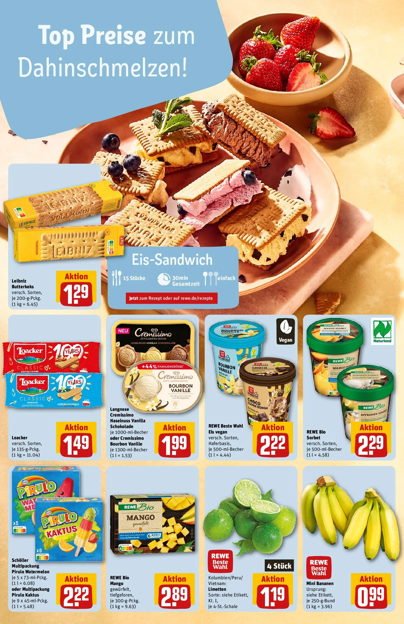 REWE Prospekt ab 27.04.2026 zum Blättern » Angebote | Seite: 4 | Produkte: Langnese, Langnese cremissimo, Mango, Zitronen