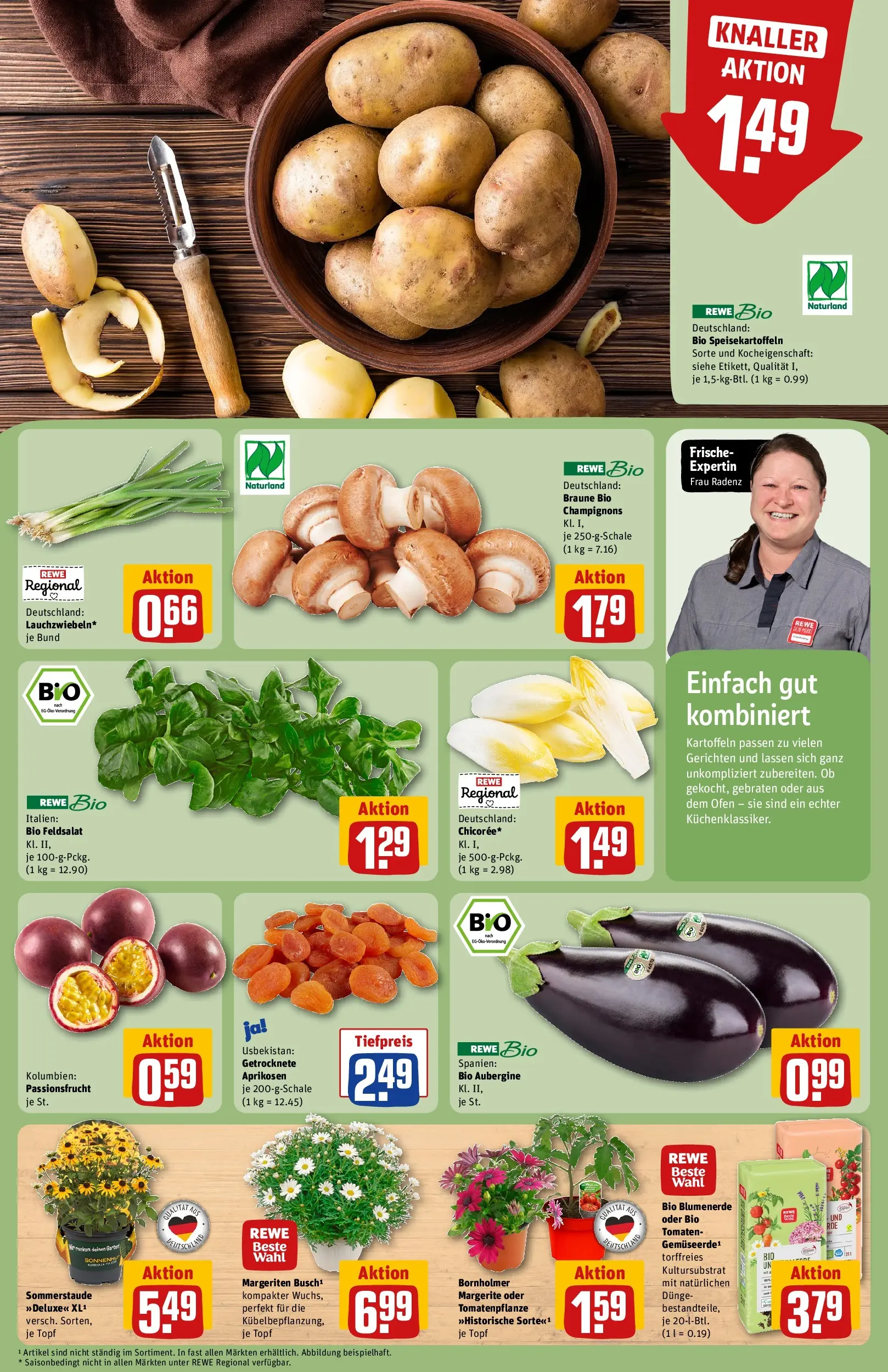 REWE Prospekt ab 27.04.2026 zum Blättern » Angebote | Seite: 7 | Produkte: Blumenerde, Champignons, Kartoffeln, Aubergine