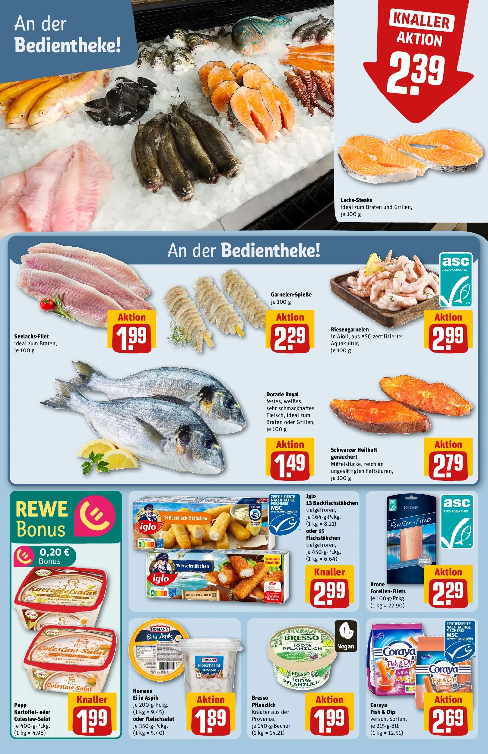 REWE Prospekt ab 27.04.2026 zum Blättern » Angebote | Seite: 16 | Produkte: Dorade, Bresso, Fischstabchen, Steak