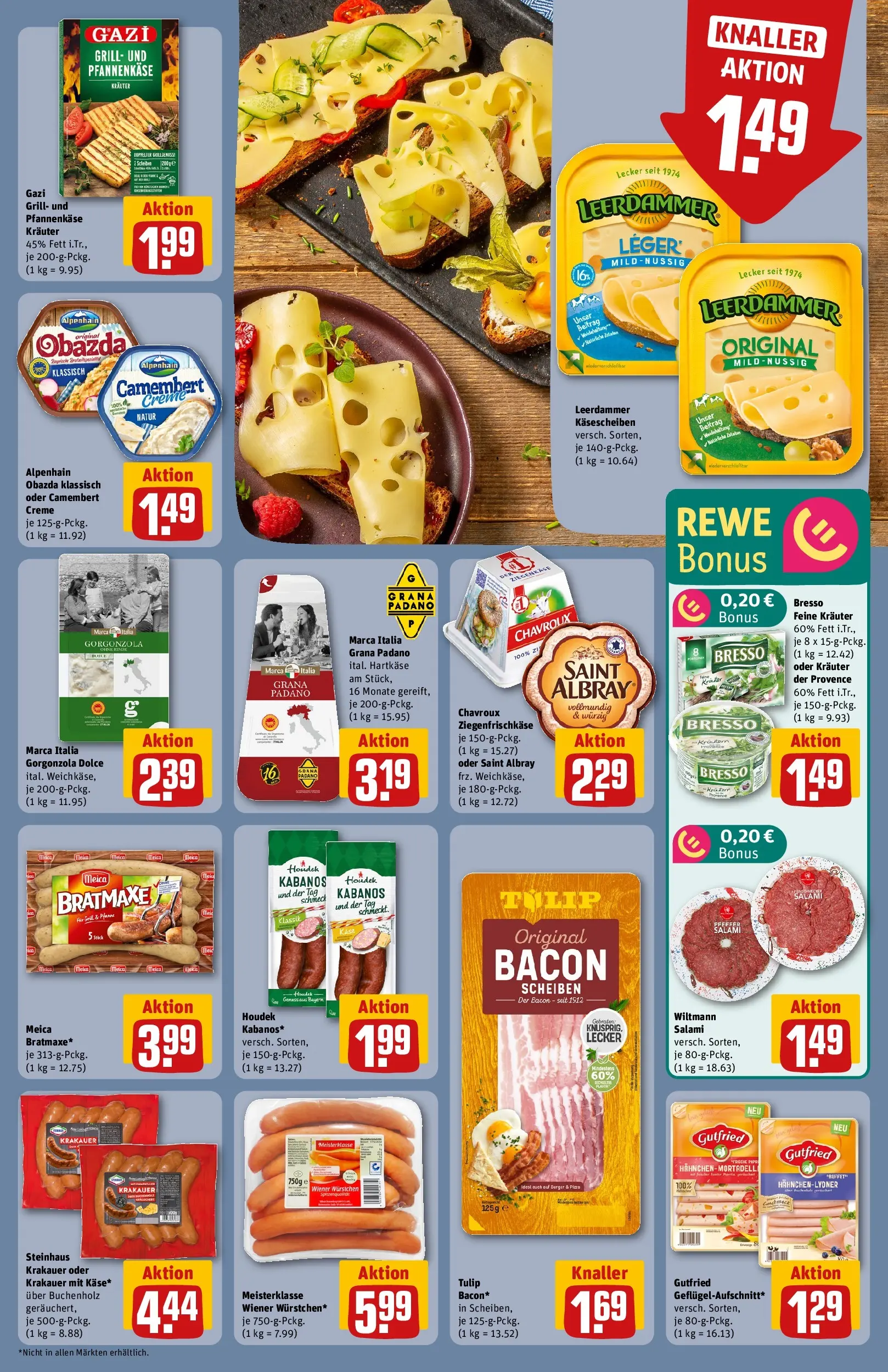 REWE Prospekt ab 27.04.2026 zum Blättern » Angebote | Seite: 13 | Produkte: Ziegenkäse, Burger, Leerdammer, Creme