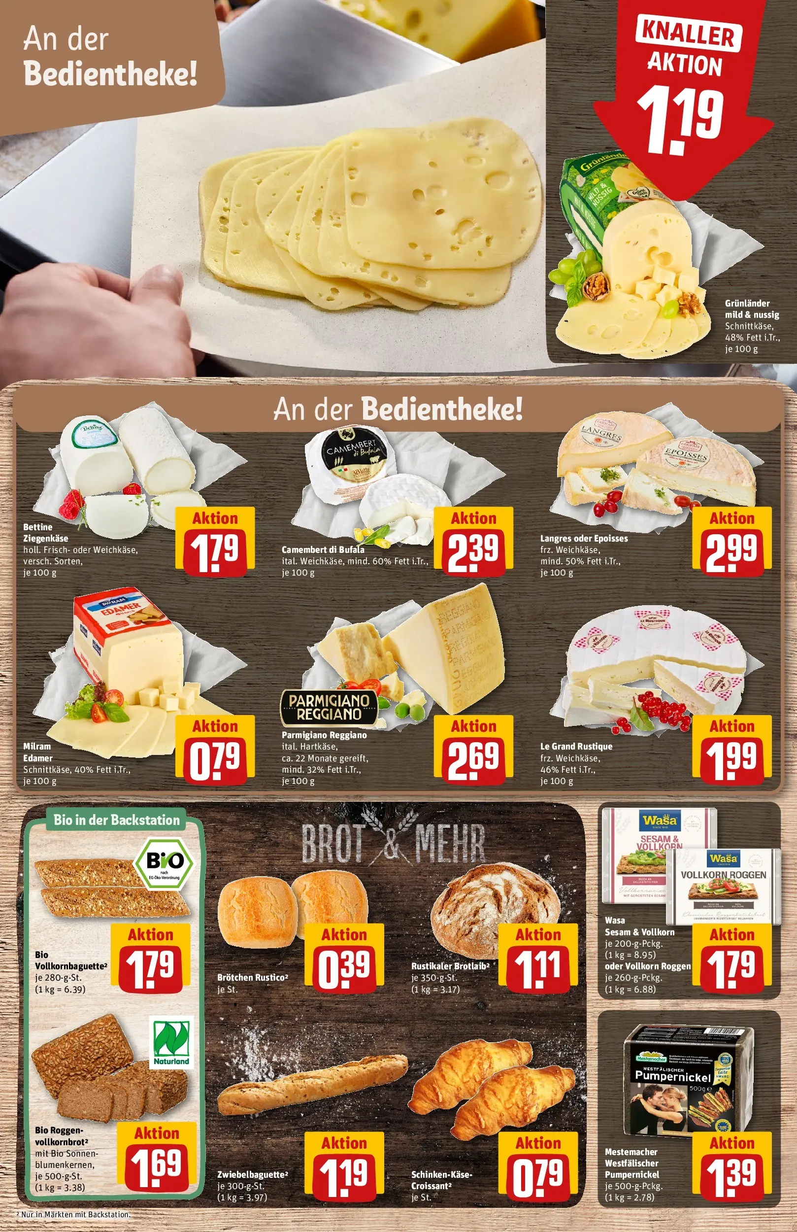 REWE Prospekt ab 27.04.2026 zum Blättern » Angebote | Seite: 13 | Produkte: Ziegenkäse, Baguette, Milram, Brot
