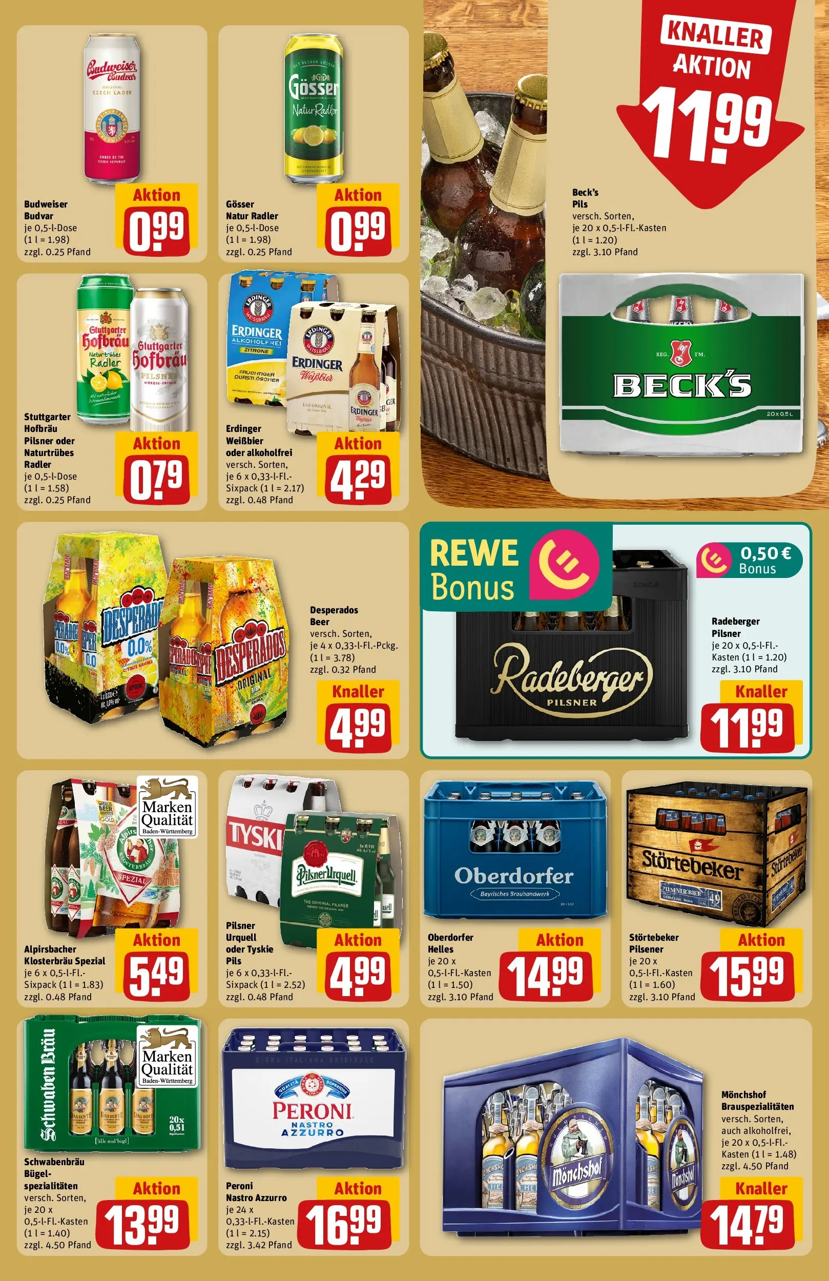 REWE Prospekt ab 27.04.2026 zum Blättern » Angebote | Seite: 19 | Produkte: Monchshof, Radler, Pilsner urquell, Radeberger pilsner