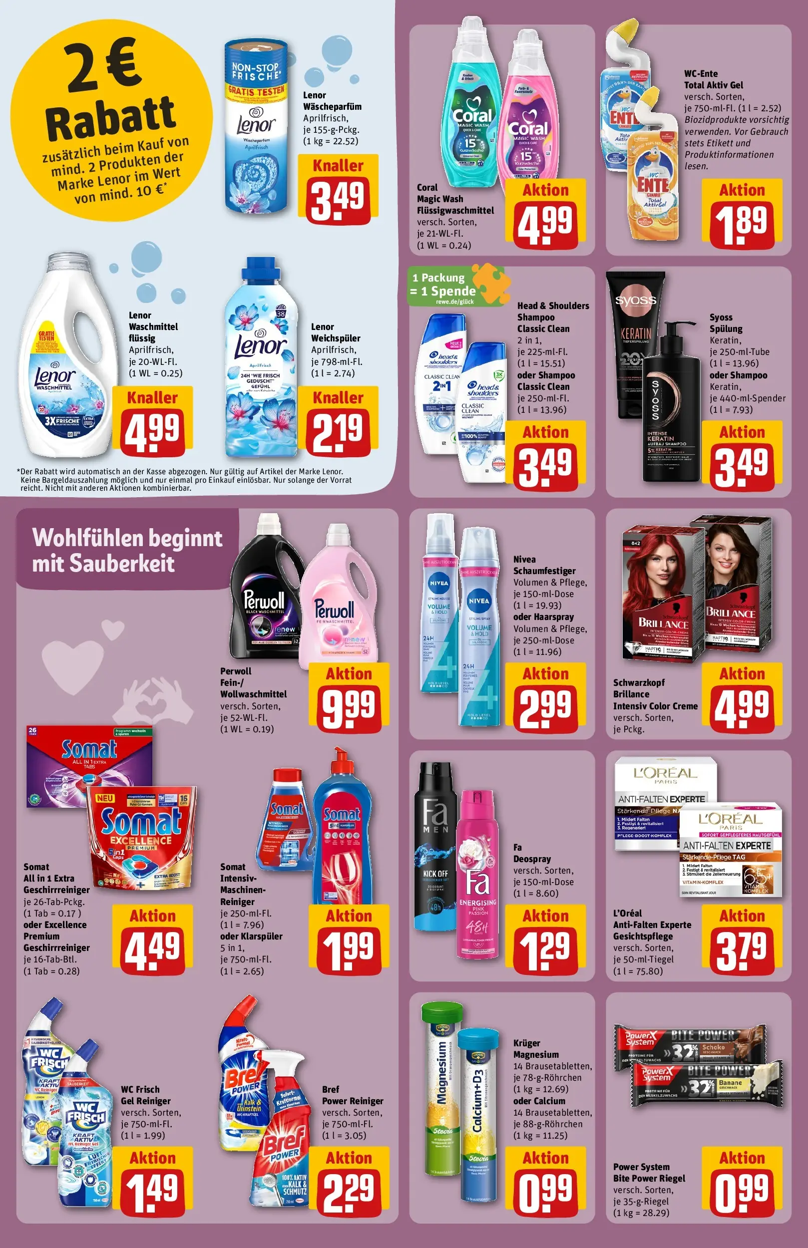 REWE Prospekt ab 27.04.2026 zum Blättern » Angebote | Seite: 26 | Produkte: Coral, Weichspüler, Waschmittel, Wc frisch