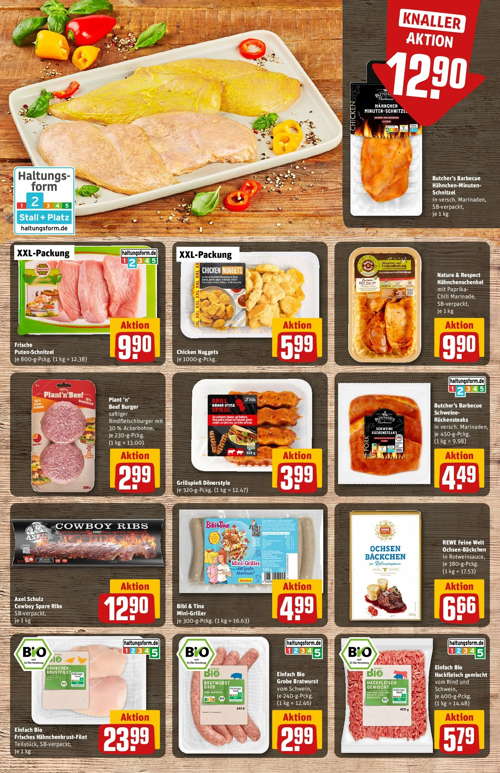 REWE Prospekt ab 27.04.2026 zum Blättern » Angebote | Seite: 8 | Produkte: Hahnchen, Spare ribs, Schnitzel, Steak