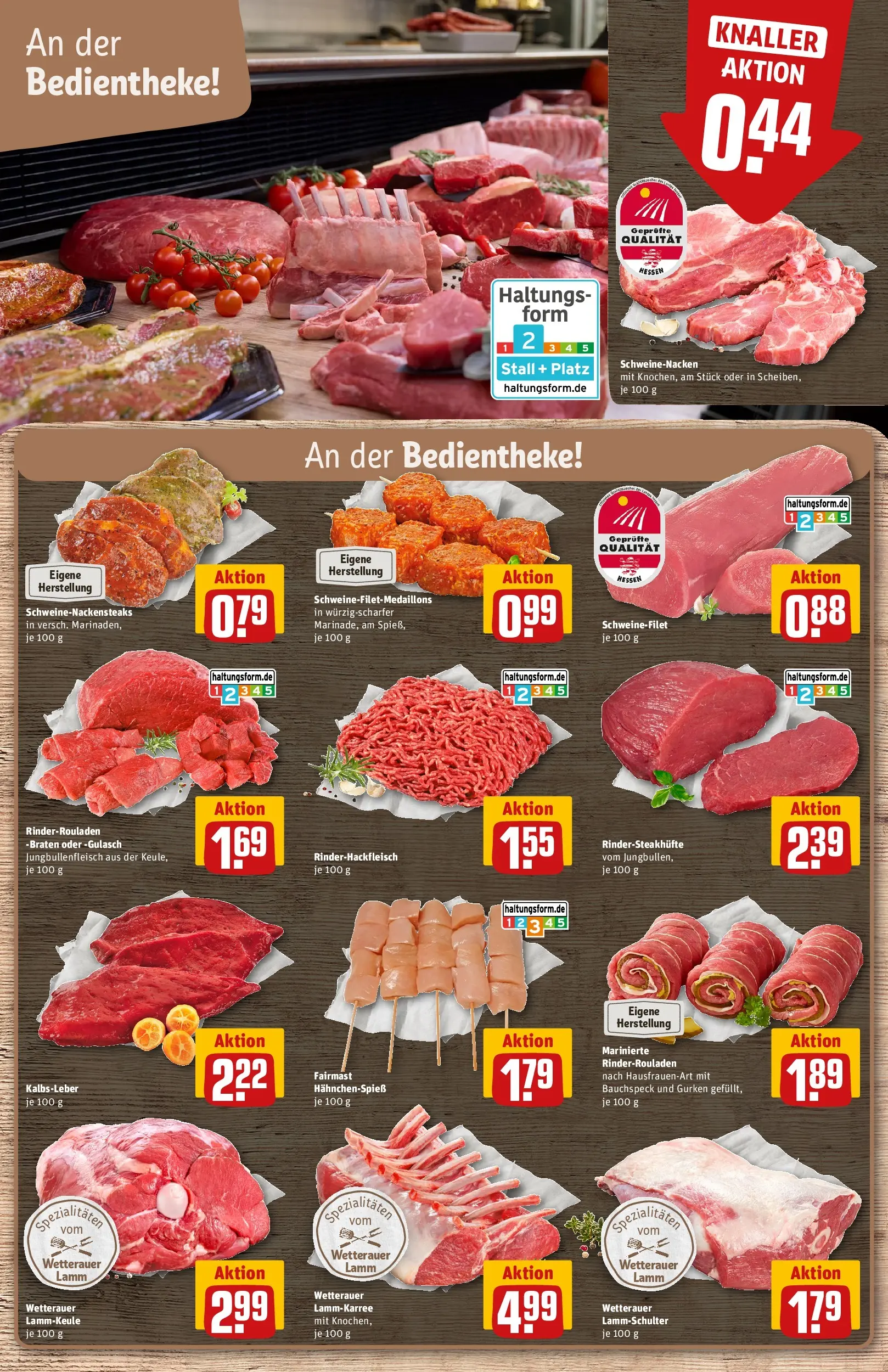 REWE Prospekt ab 27.04.2026 zum Blättern » Angebote | Seite: 9 | Produkte: Rinderrouladen, Lammkeule, Kalbsleber, Schweinefilet