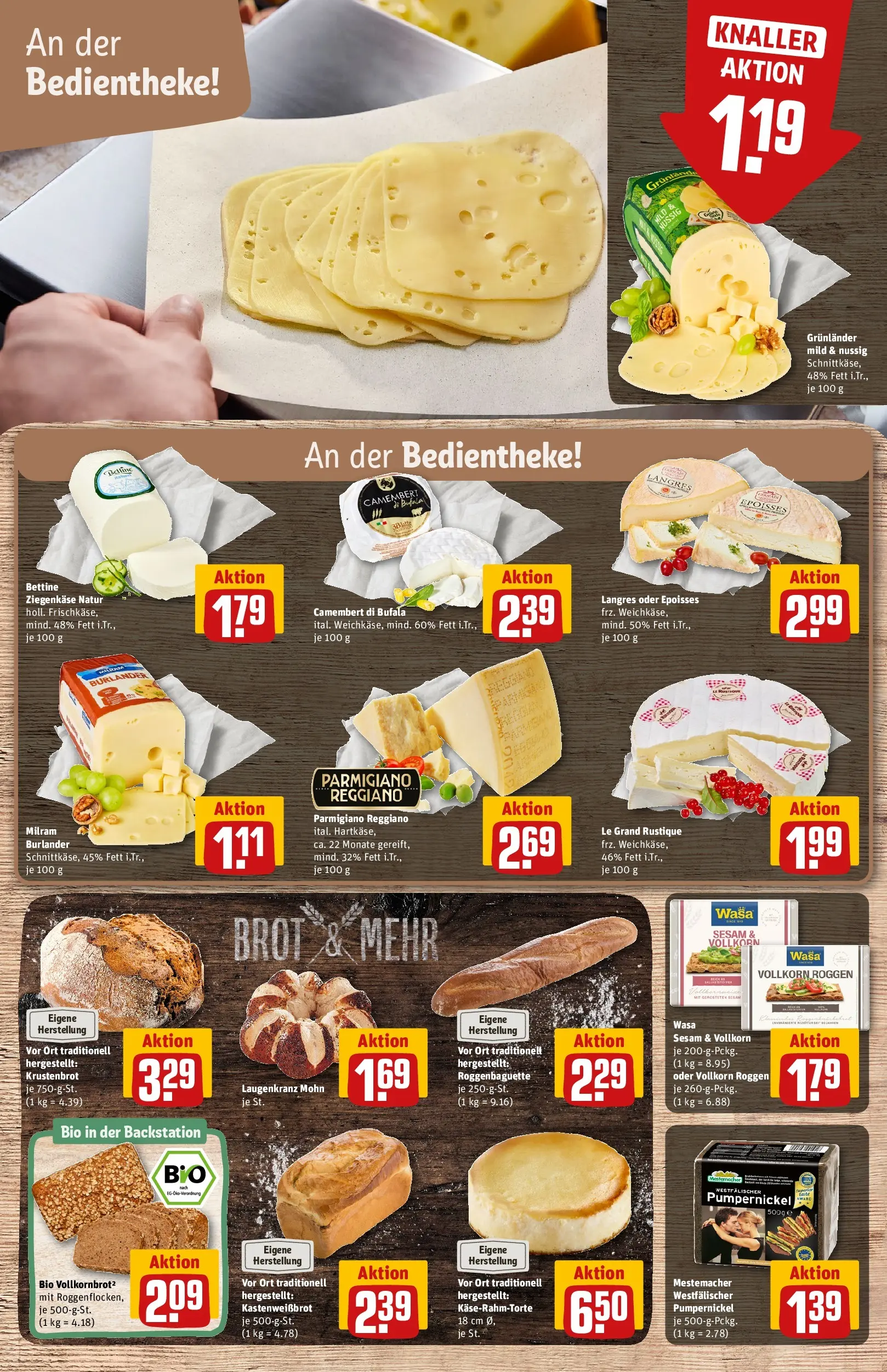 REWE Prospekt ab 27.04.2026 zum Blättern » Angebote | Seite: 11 | Produkte: Ziegenkäse, Grunlander, Milram, Brot