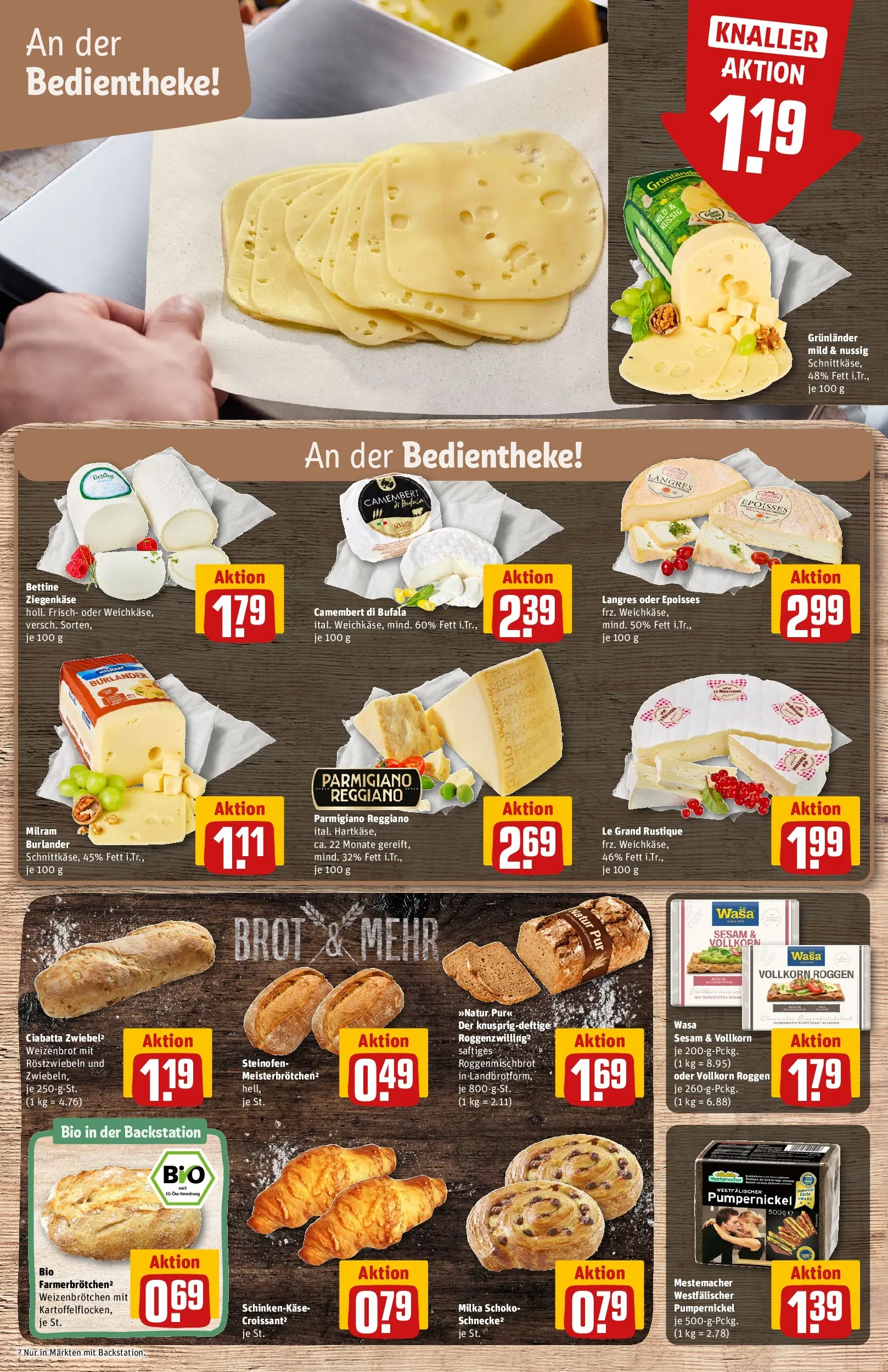 REWE Prospekt ab 27.04.2026 zum Blättern » Angebote | Seite: 11 | Produkte: Ziegenkäse, Milka, Grunlander, Brot