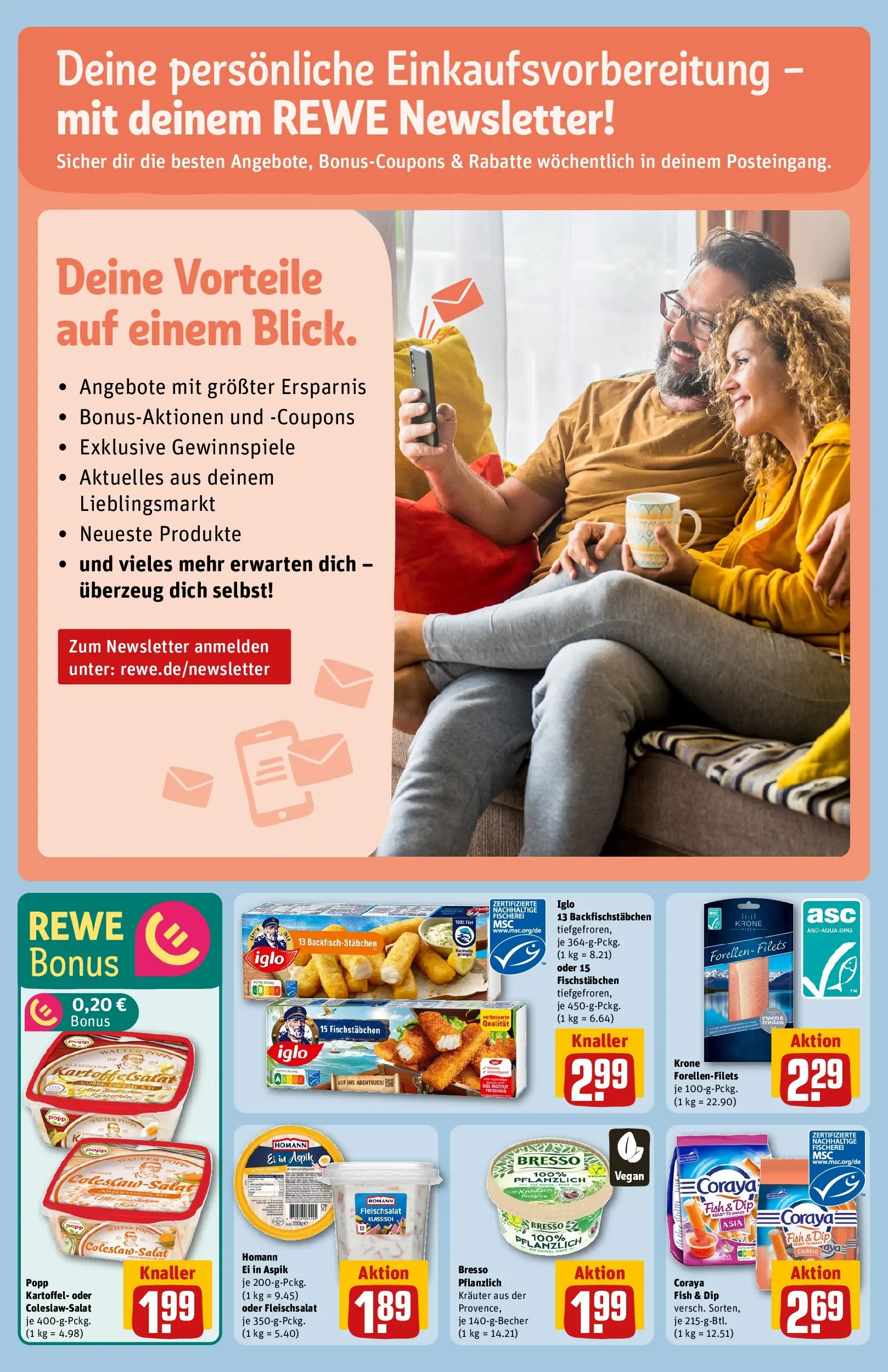 REWE Prospekt ab 27.04.2026 zum Blättern » Angebote | Seite: 14 | Produkte: Iglo, Bresso, Fischstabchen