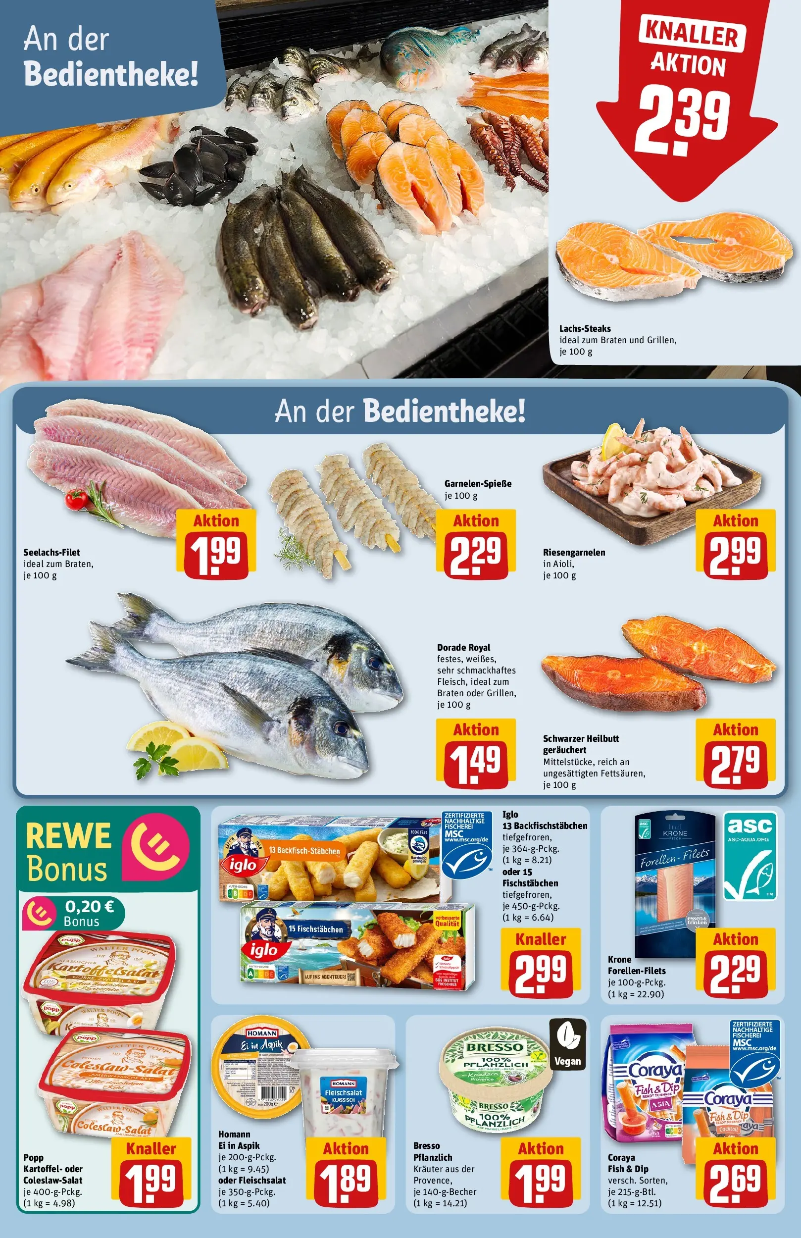 REWE Prospekt ab 27.04.2026 zum Blättern » Angebote | Seite: 12 | Produkte: Dorade, Iglo, Fischstabchen, Steak