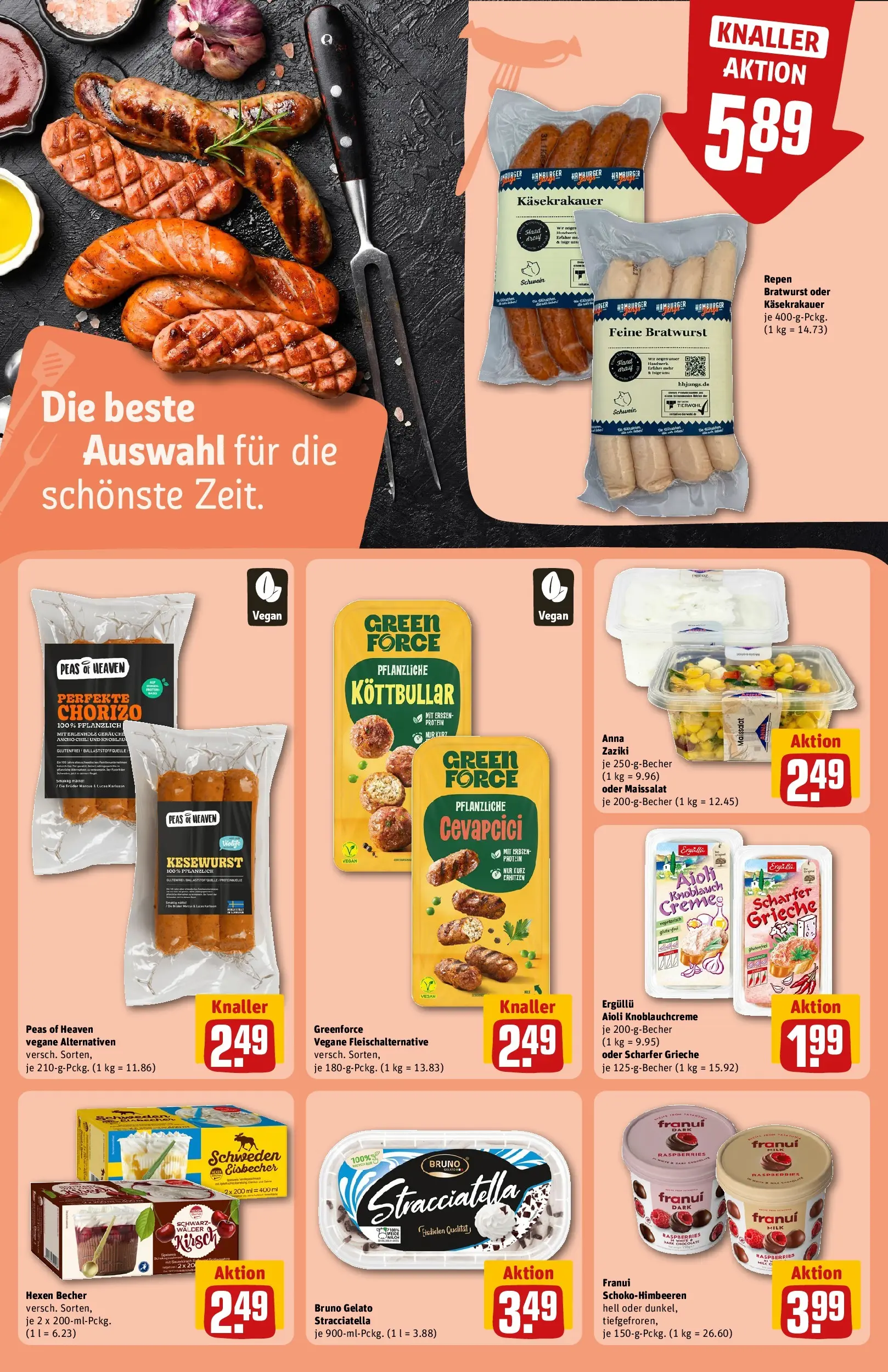 REWE Prospekt ab 27.04.2026 zum Blättern » Angebote | Seite: 20 | Produkte: Bratwurst, Cevapcici, Chili, Erbsen