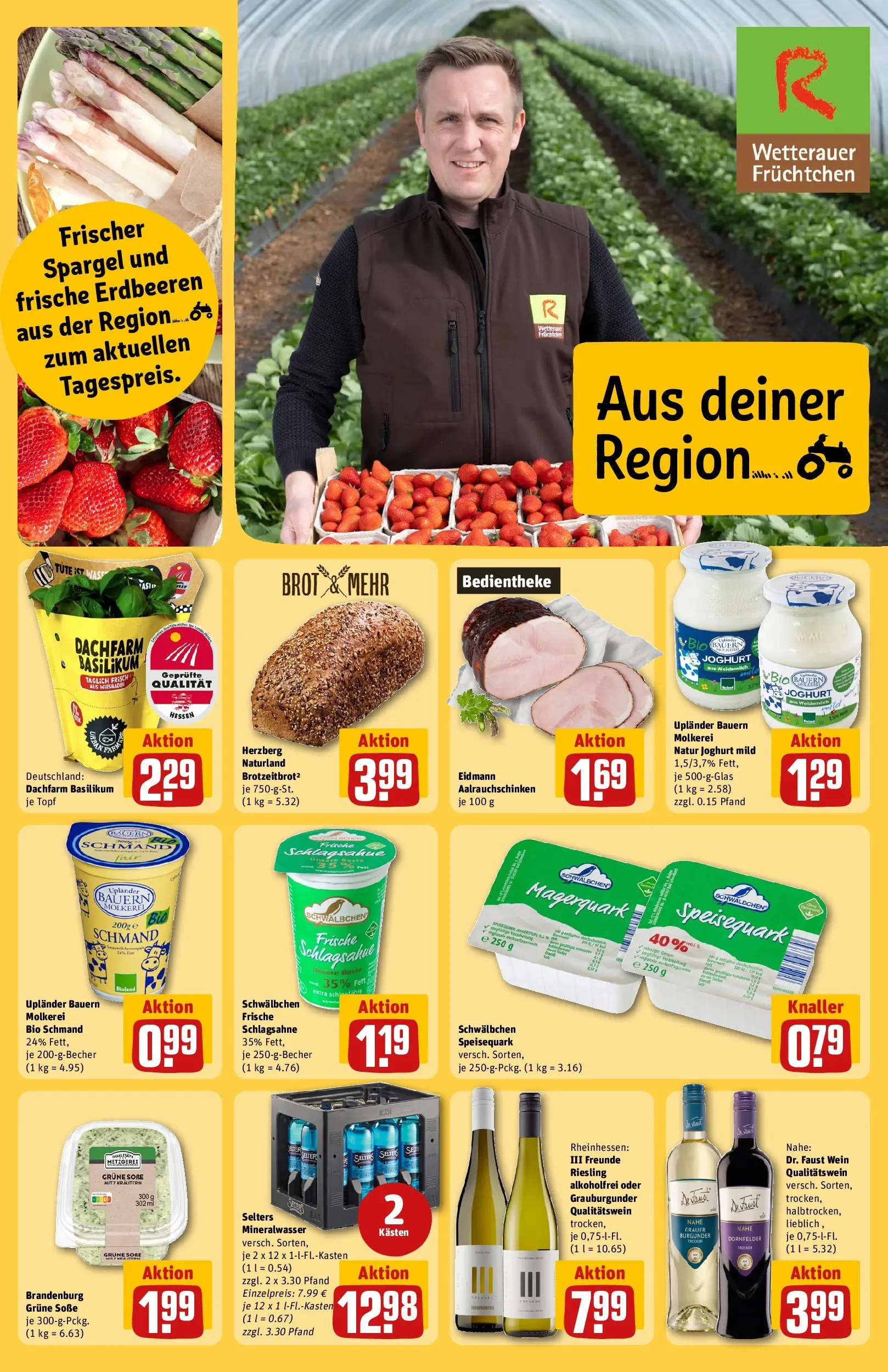 REWE Prospekt ab 27.04.2026 zum Blättern » Angebote | Seite: 25 | Produkte: Quark, Spargel, Mineralwasser, Brot