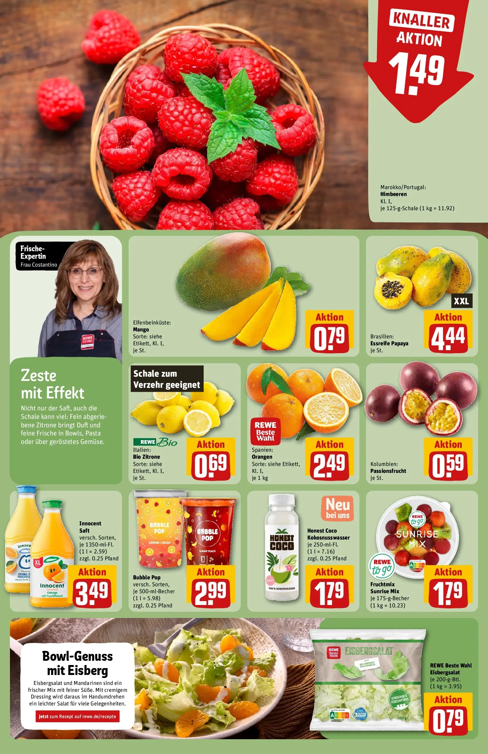 REWE Prospekt ab 27.04.2026 zum Blättern » Angebote | Seite: 6 | Produkte: Orangen, Eisbergsalat, Wasser, Saft