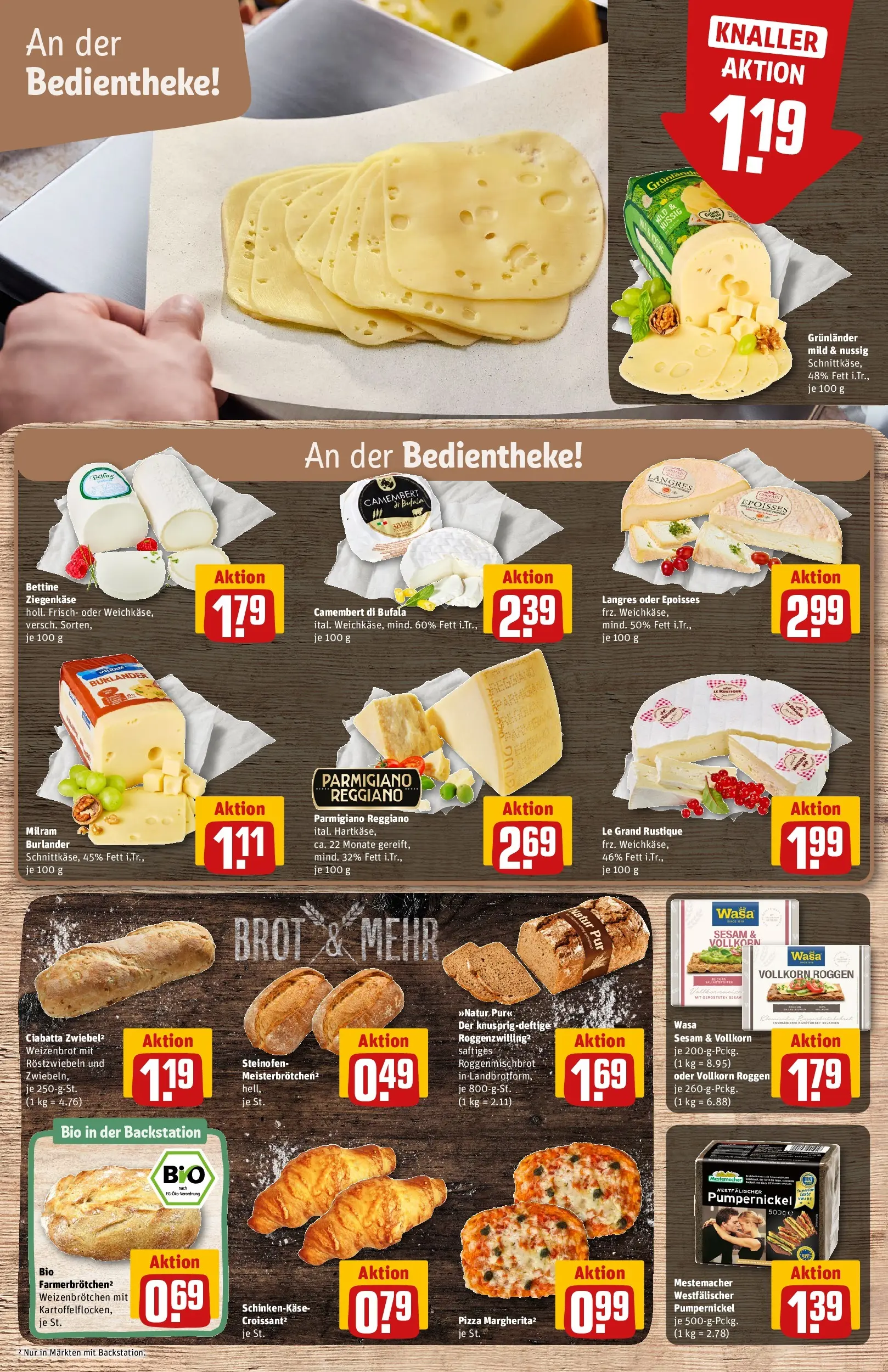 REWE Prospekt ab 27.04.2026 zum Blättern » Angebote | Seite: 11 | Produkte: Ziegenkäse, Croissant, Grunlander, Pizza