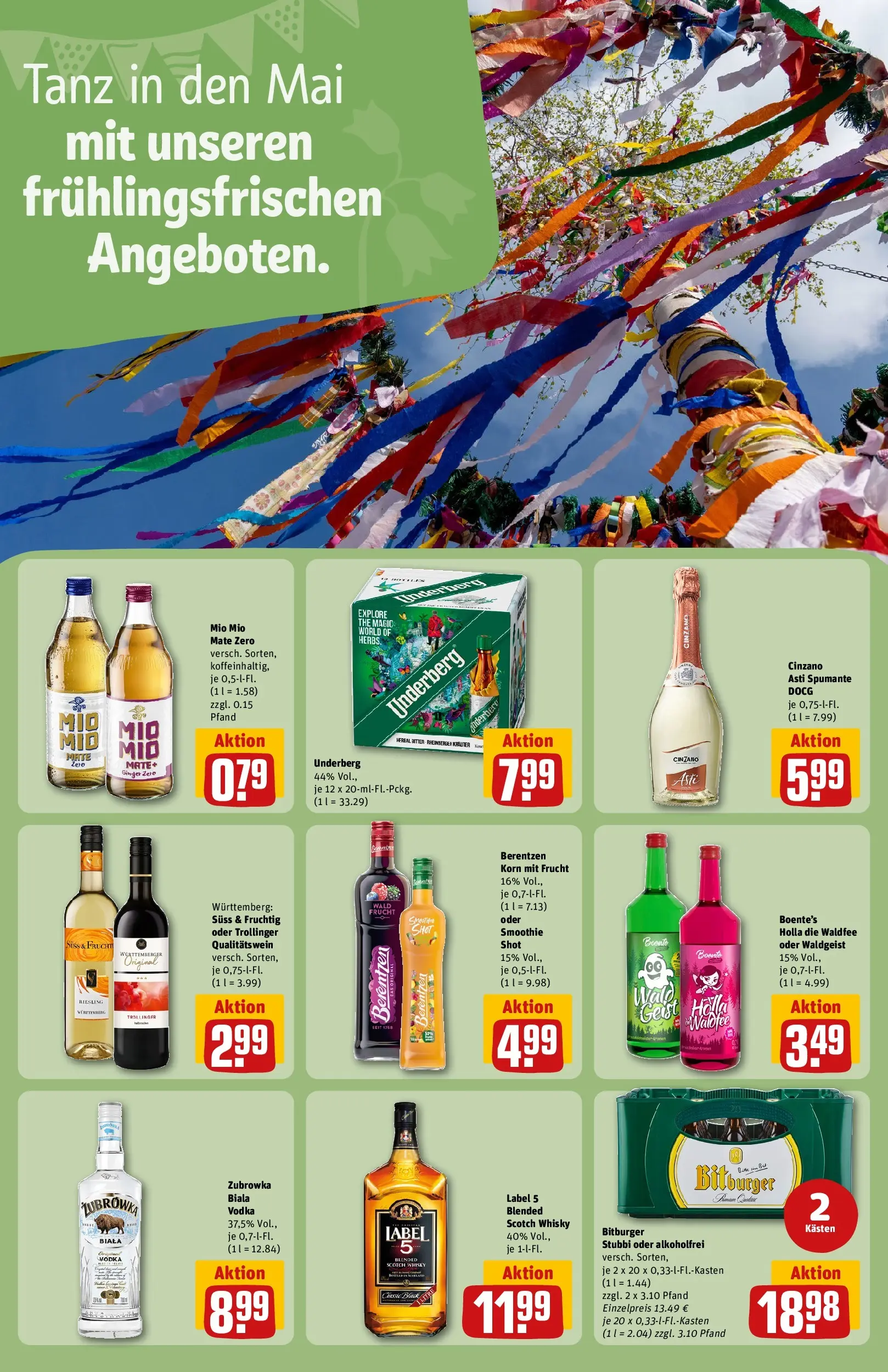 REWE Prospekt ab 27.04.2026 zum Blättern » Angebote | Seite: 21 | Produkte: Whisky, Mio mio mate, Vodka, Underberg