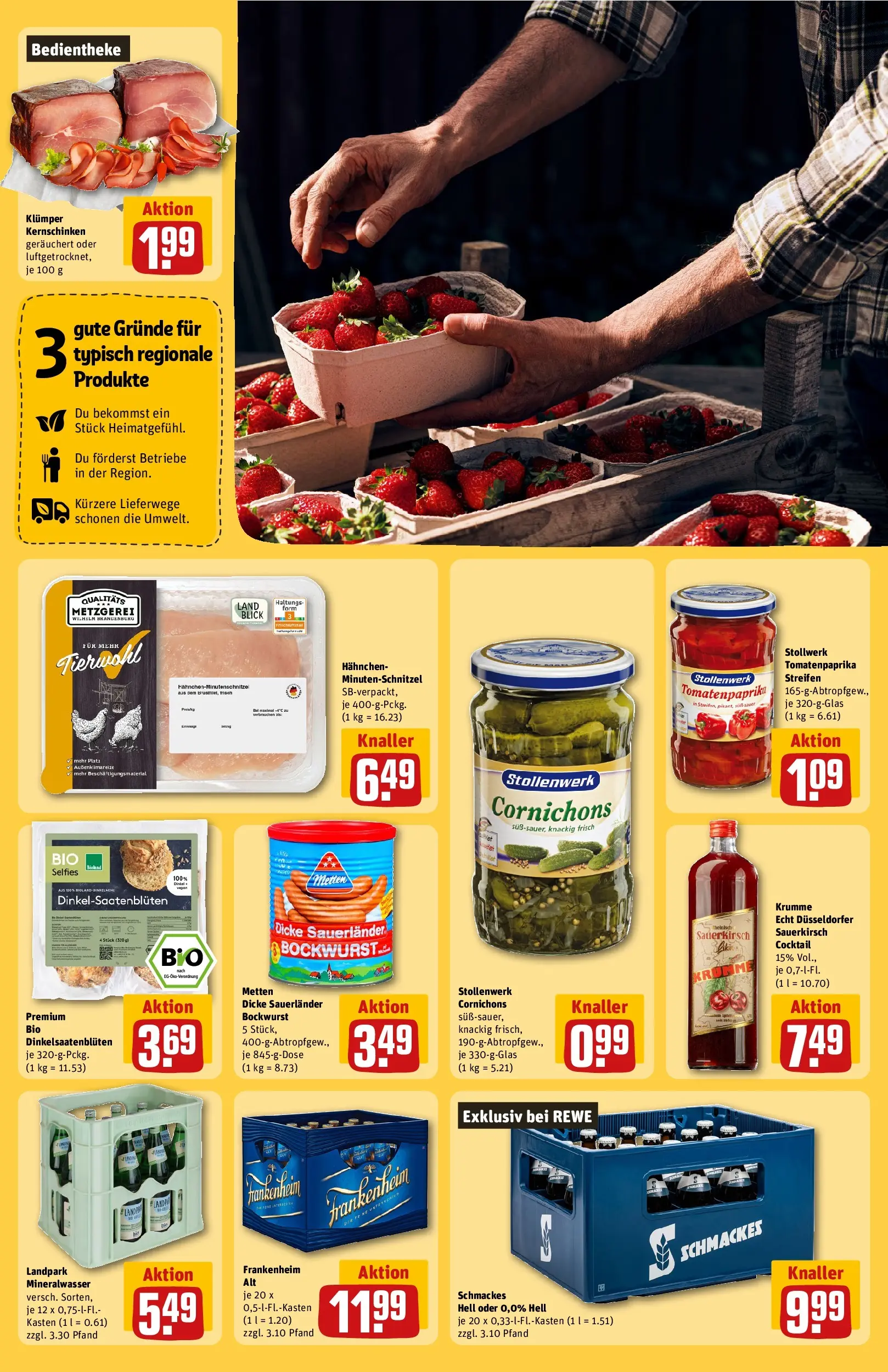 REWE Prospekt ab 27.04.2026 zum Blättern » Angebote | Seite: 25 | Produkte: Hahnchen, Dicke sauerlander bockwurst, Tisch, Paprika