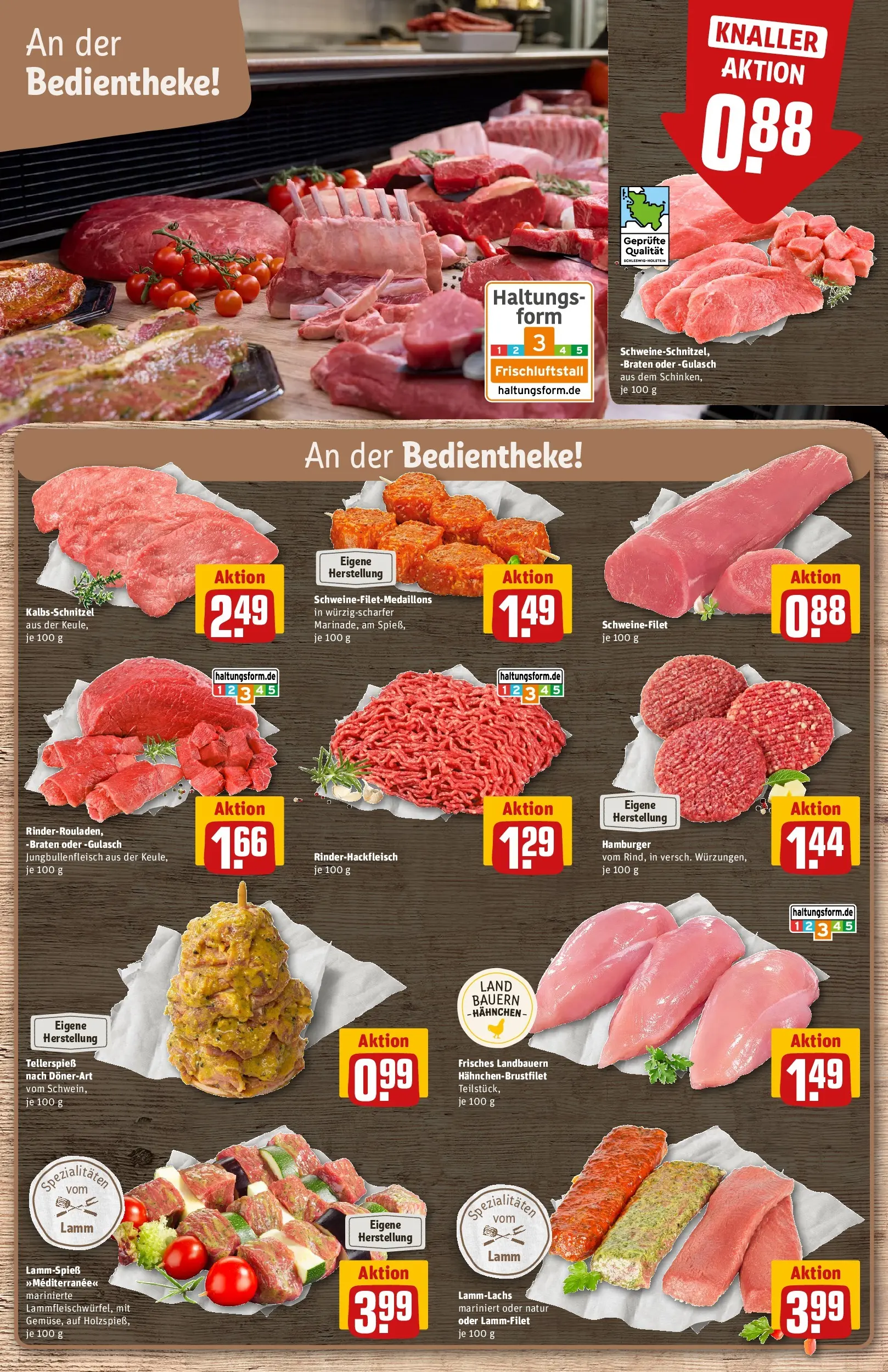 REWE Prospekt ab 27.04.2026 zum Blättern » Angebote | Seite: 9 | Produkte: Hahnchen, Schweinefilet, Gulasch
