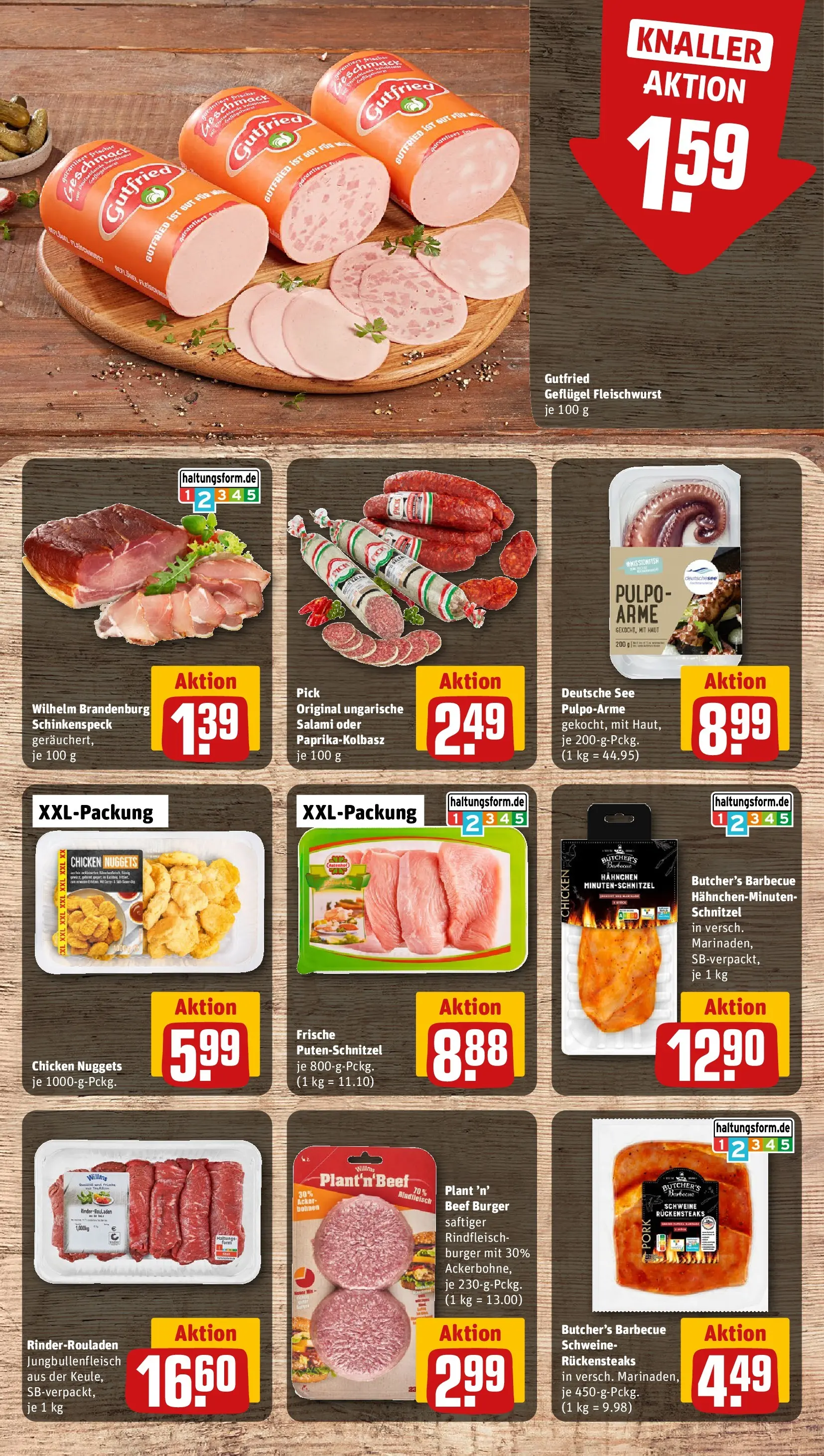 REWE Prospekt ab 27.04.2026 zum Blättern » Angebote | Seite: 8 | Produkte: Hahnchen, Putenschnitzel, Rindfleisch, Steak
