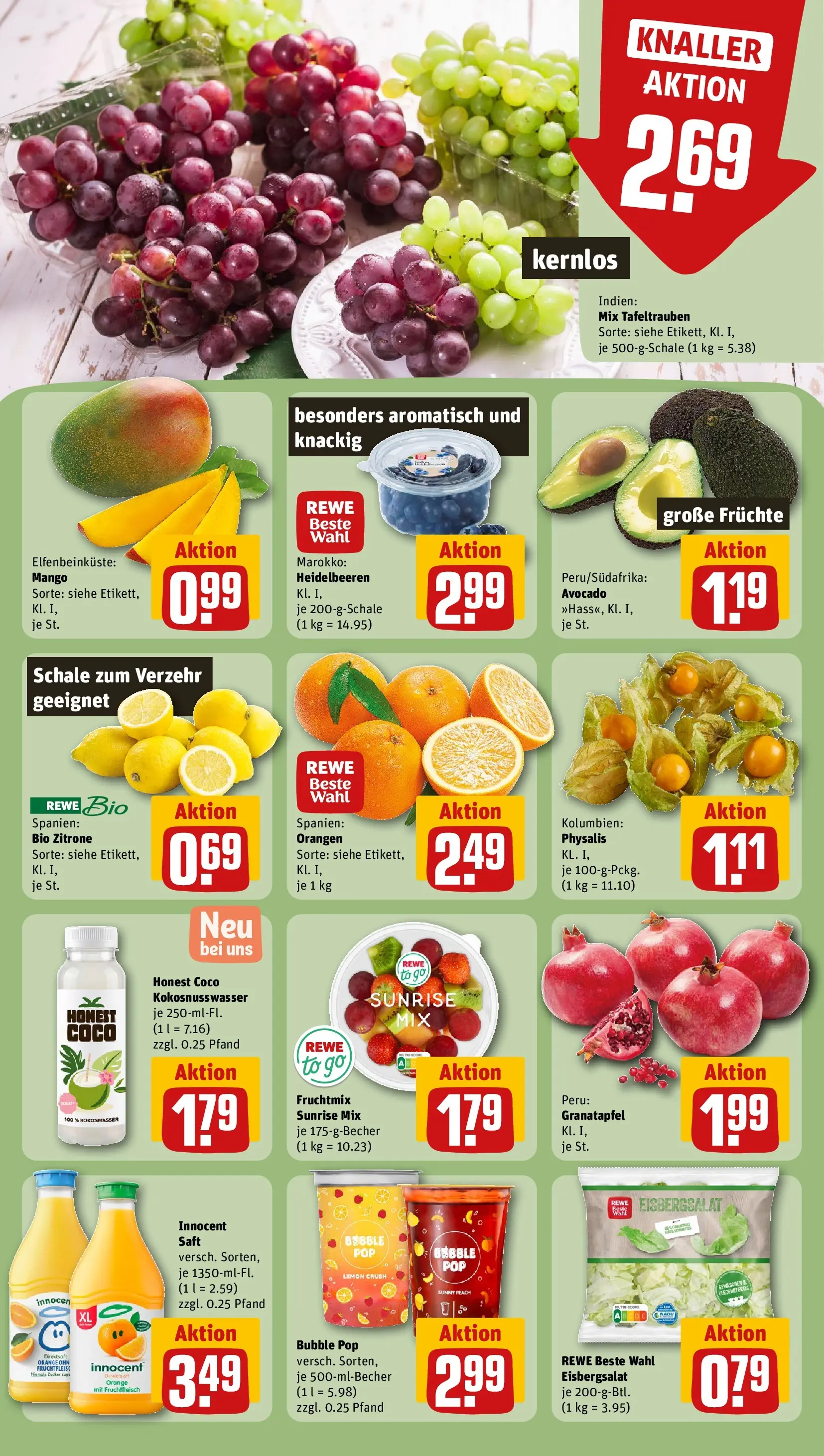 REWE Prospekt ab 27.04.2026 zum Blättern » Angebote | Seite: 6 | Produkte: Granatapfel, Zucker, Zitrone, Mango
