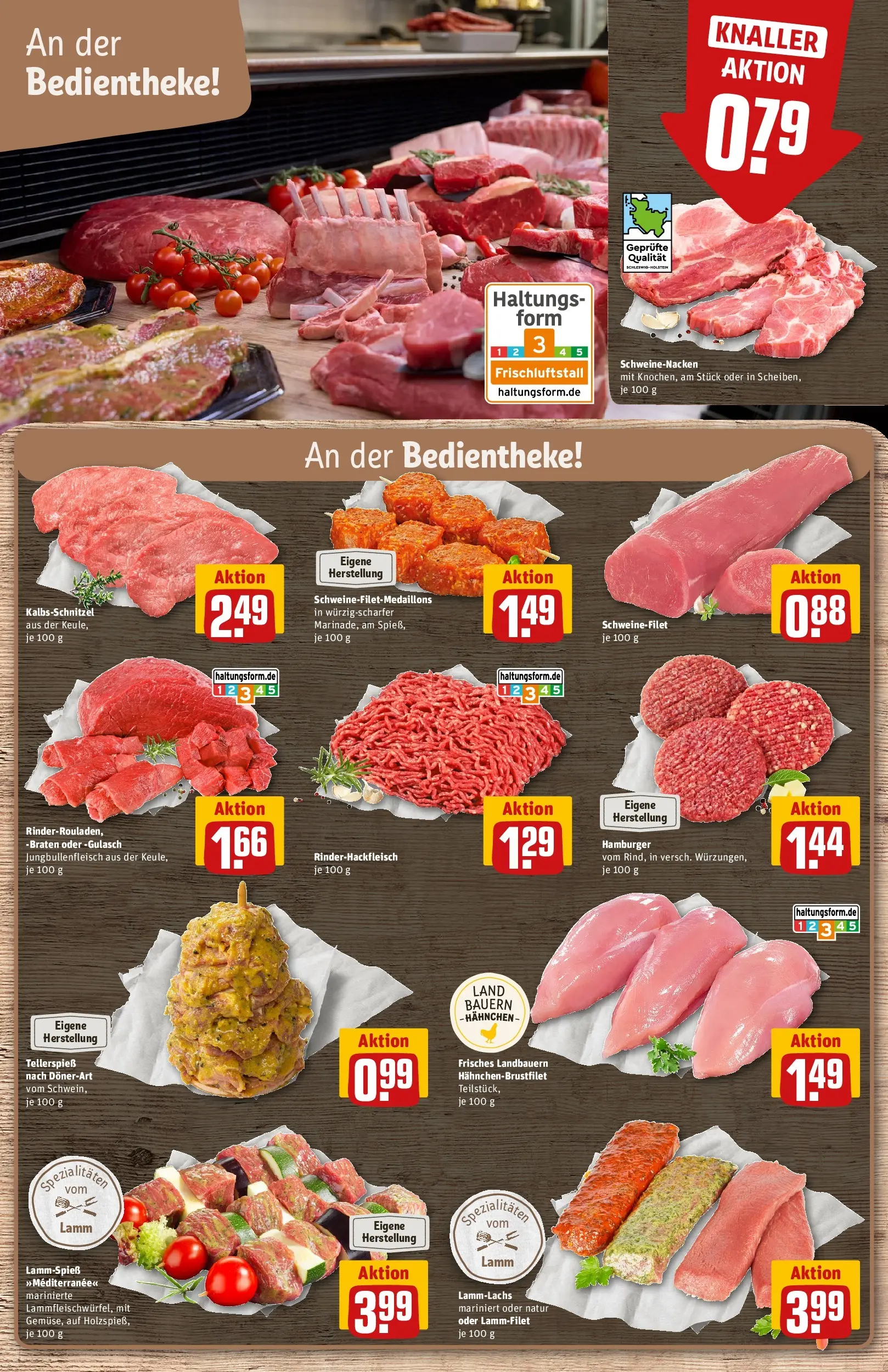REWE Prospekt ab 27.04.2026 zum Blättern » Angebote | Seite: 9 | Produkte: Hahnchen, Schweinenacken, Schweinefilet, Gulasch