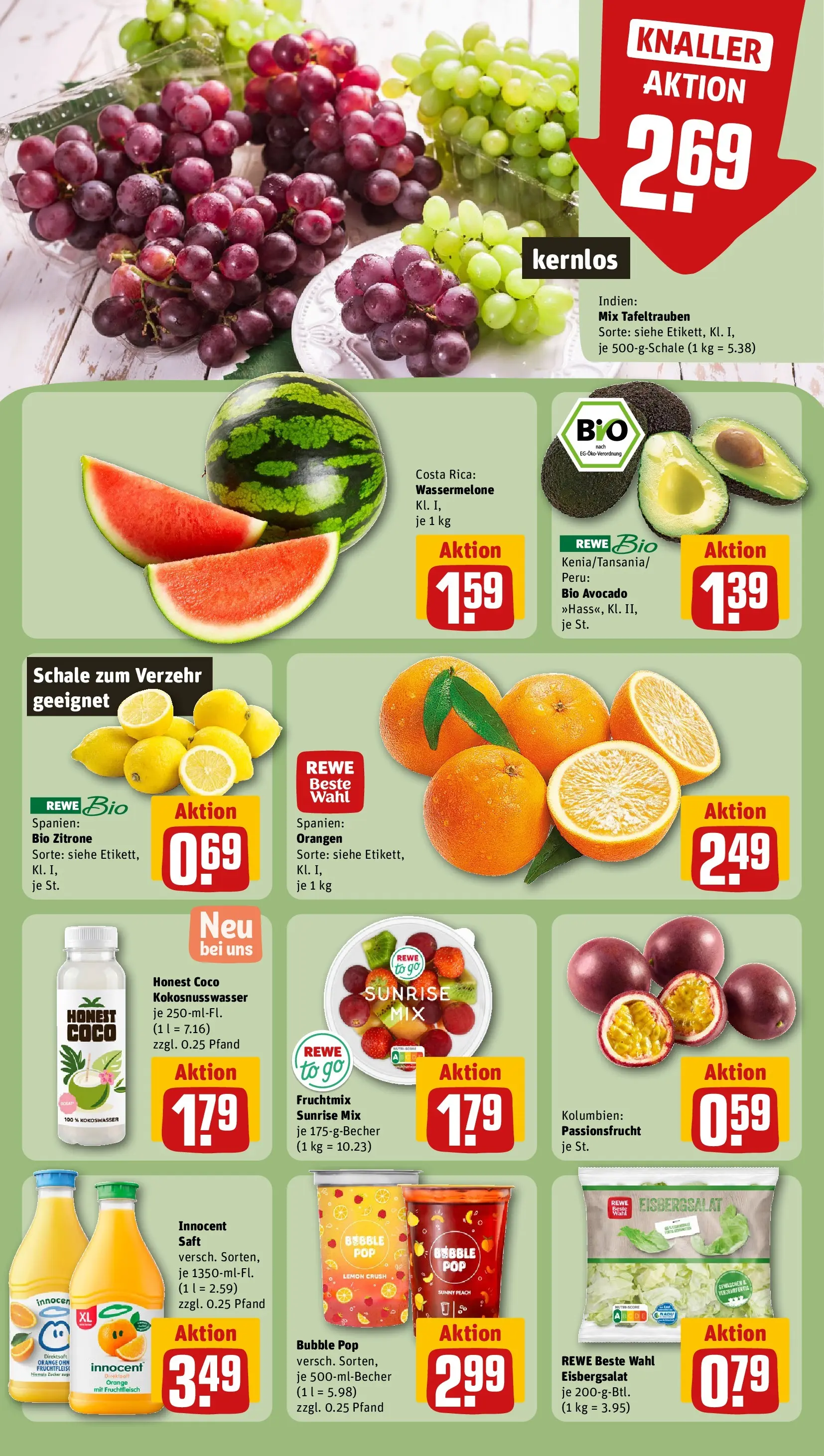 REWE Prospekt ab 27.04.2026 zum Blättern » Angebote | Seite: 6 | Produkte: Orangen, Avocado, Zitrone, Saft