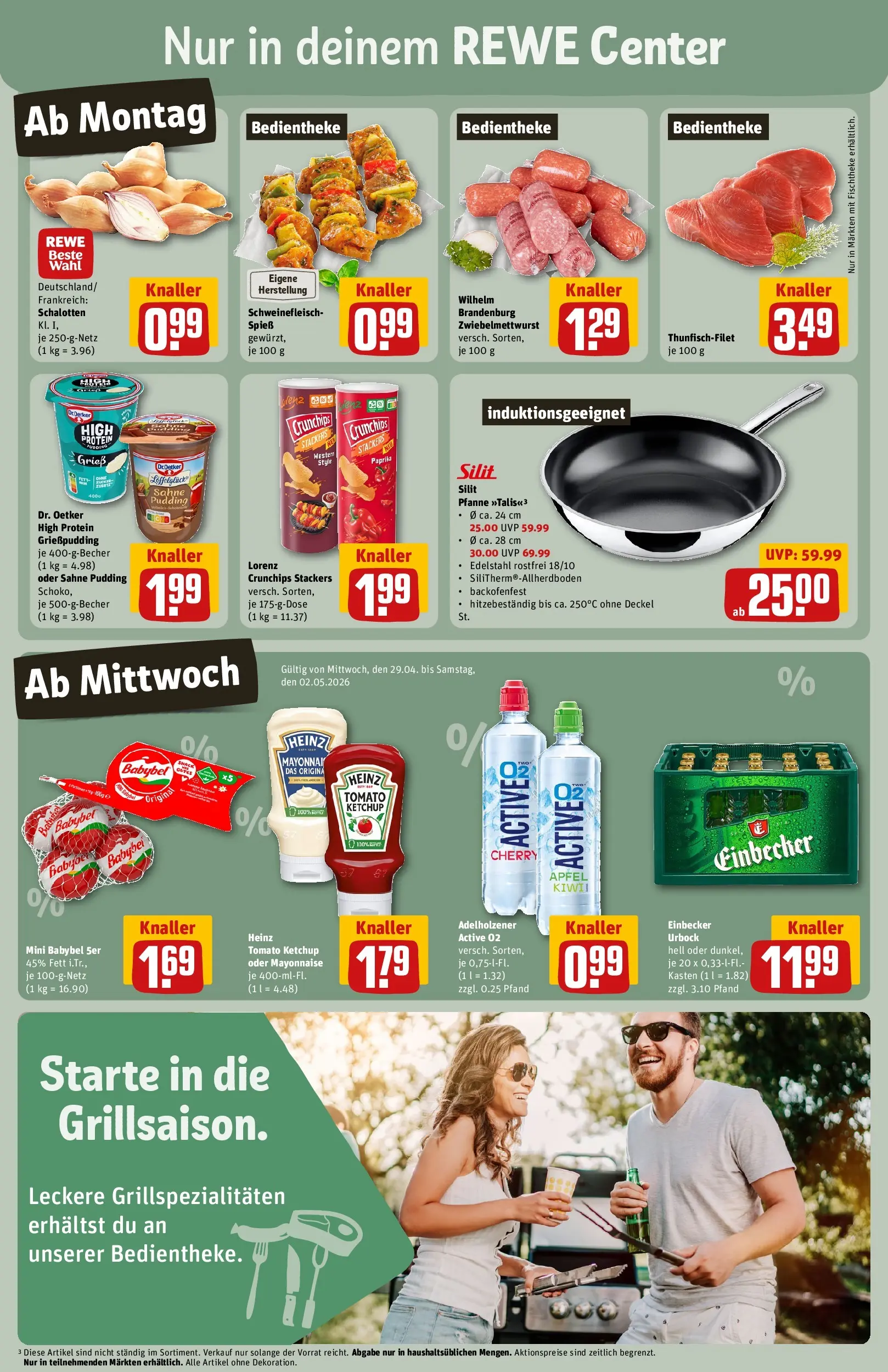 REWE Prospekt ab 27.04.2026 zum Blättern » Angebote | Seite: 3 | Produkte: Adelholzener, Mayonnaise, Chips, Sahne
