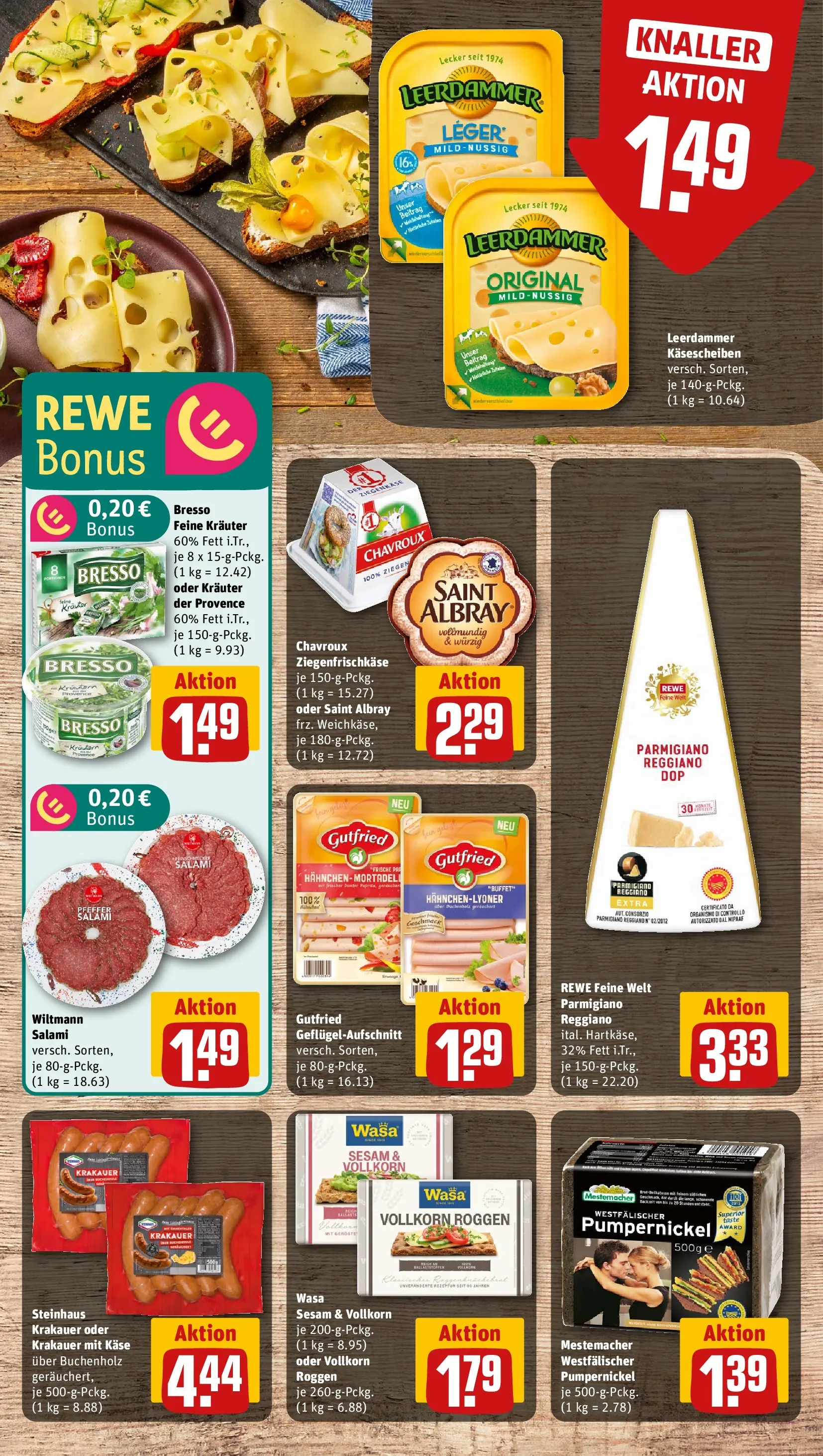 REWE Prospekt ab 27.04.2026 zum Blättern » Angebote | Seite: 9 | Produkte: Ziegenkäse, Bresso, Salami, TV