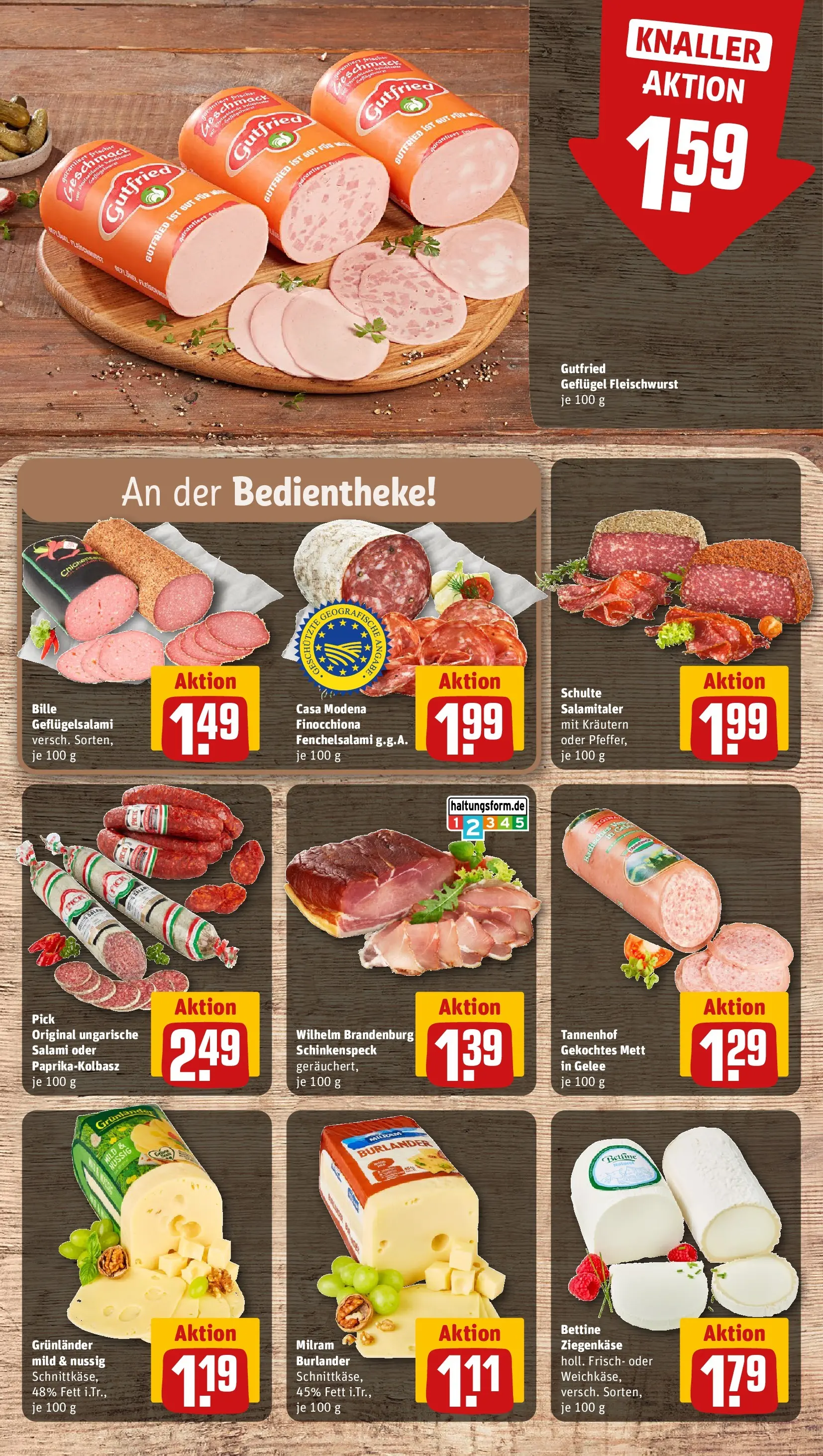REWE Prospekt ab 27.04.2026 zum Blättern » Angebote | Seite: 9 | Produkte: Ziegenkäse, Grunlander, Milram, Salami