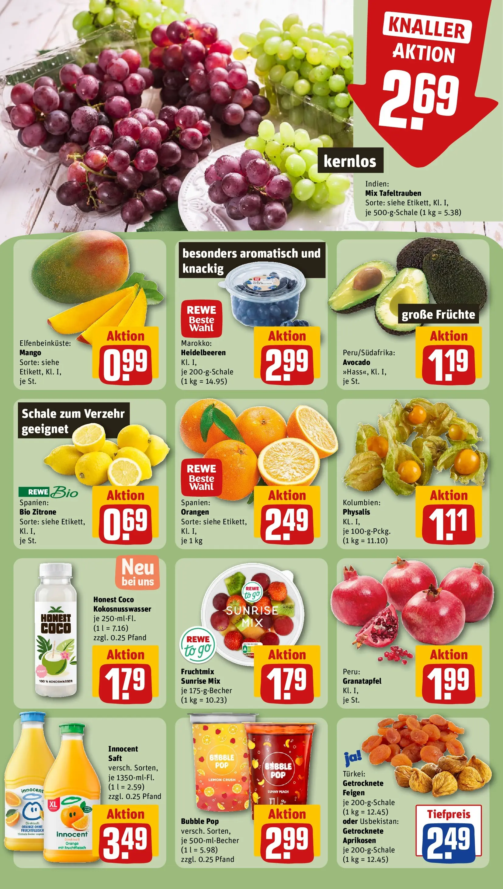 REWE Prospekt ab 27.04.2026 zum Blättern » Angebote | Seite: 6 | Produkte: Granatapfel, Zitrone, Mango, Saft