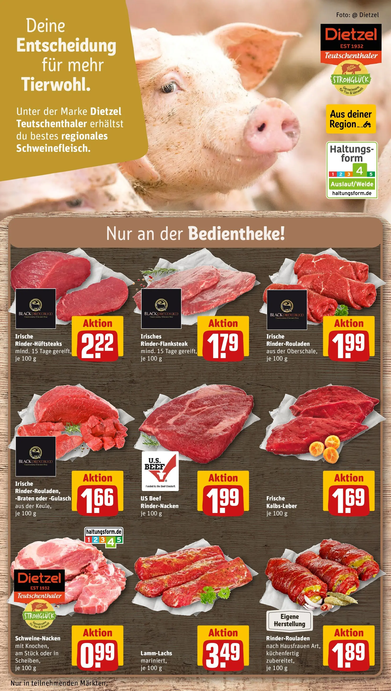 REWE Prospekt ab 27.04.2026 zum Blättern » Angebote | Seite: 10 | Produkte: Rinderrouladen, Schweinenacken, Kalbsleber, Gulasch