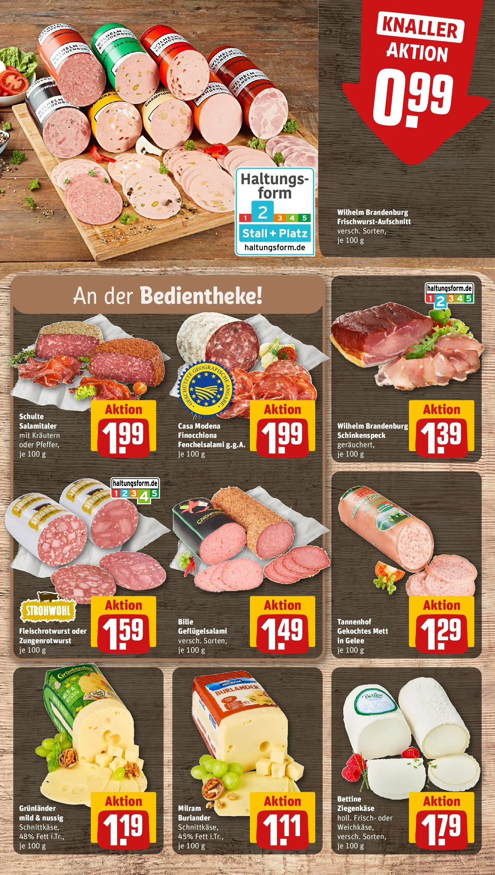 REWE Prospekt ab 27.04.2026 zum Blättern » Angebote | Seite: 9 | Produkte: Ziegenkäse, Grunlander, Milram, Salami