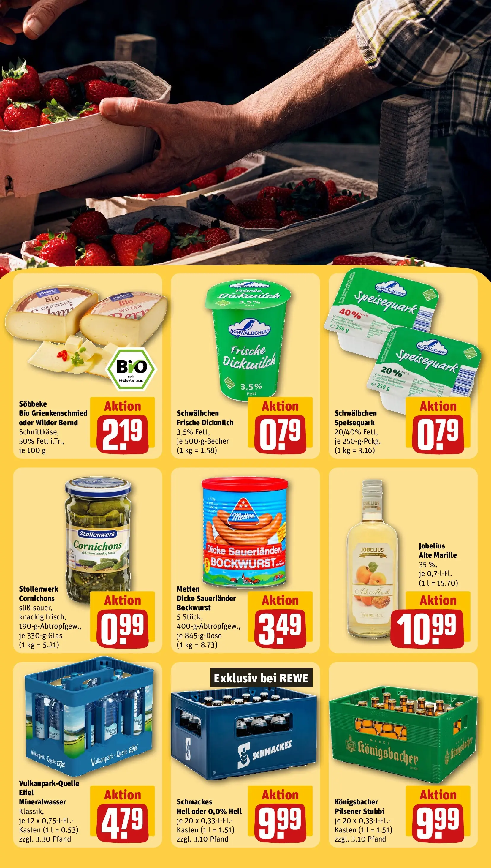 REWE Prospekt ab 27.04.2026 zum Blättern » Angebote | Seite: 23 | Produkte: Bockwurst, Dicke sauerlander bockwurst, Mineralwasser, Speisequark